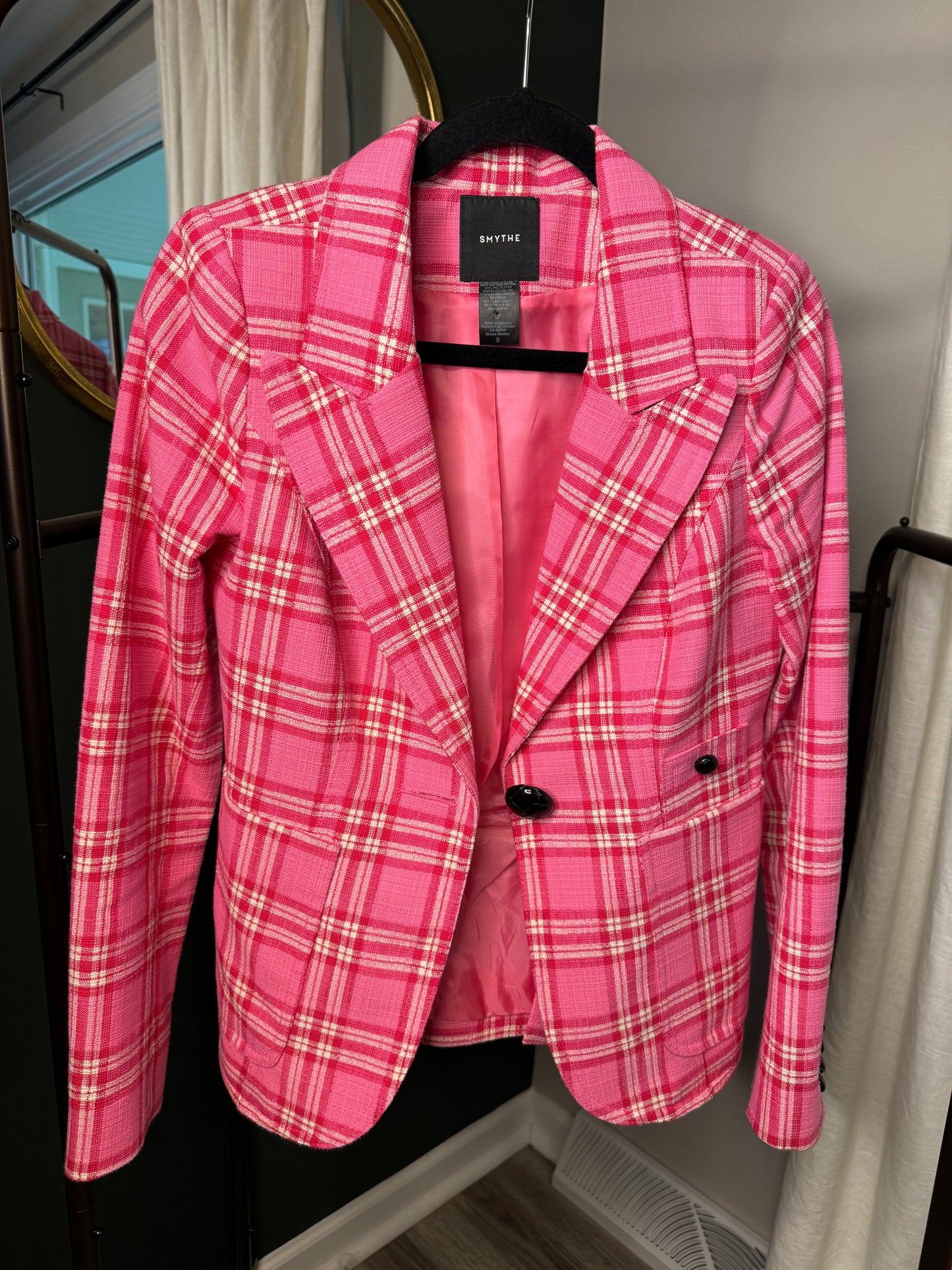 SMYTHE Duchess Pink Plaid Blazer size M