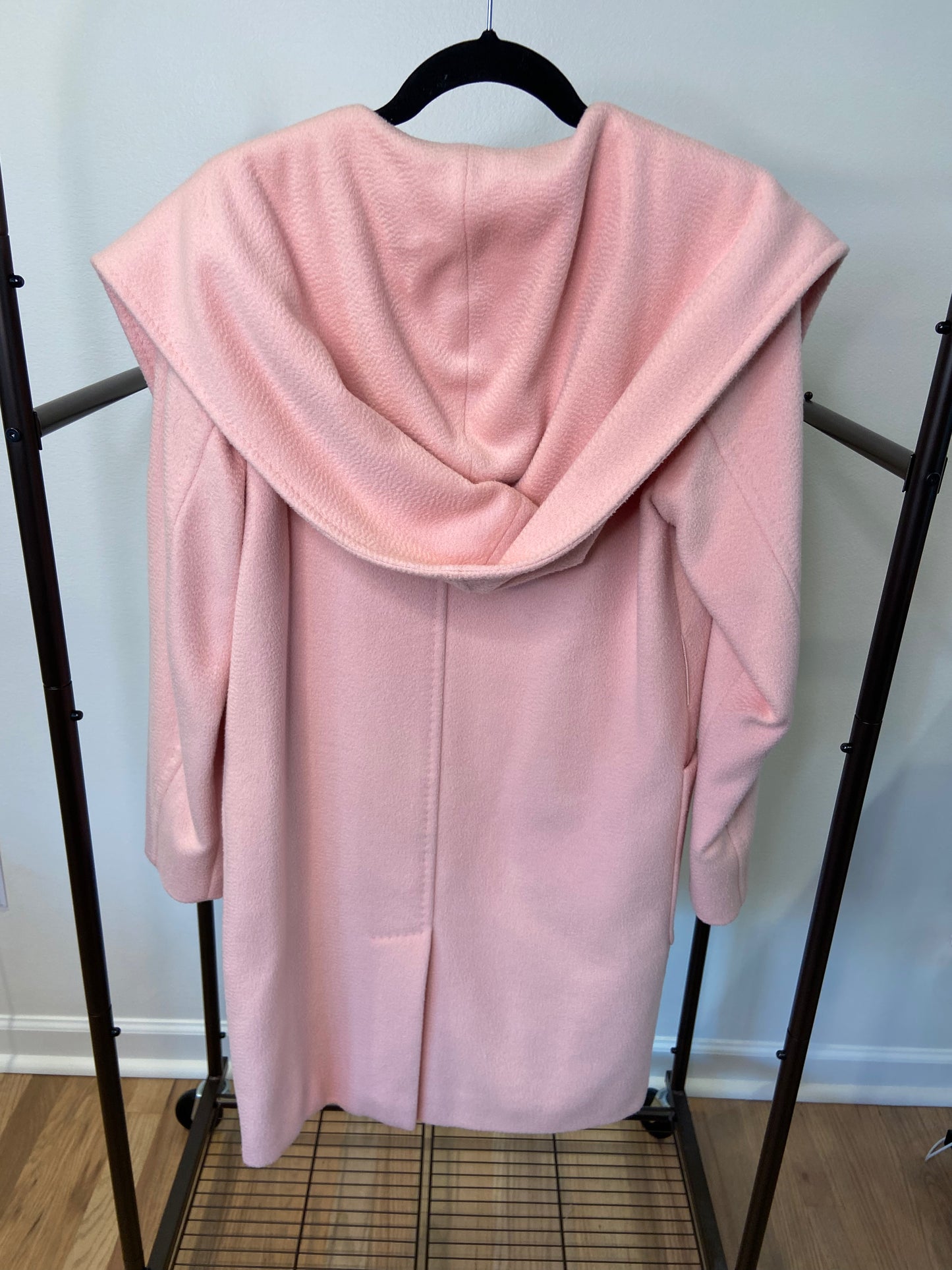 Max Mara Morfeo Hooded Drap Camel Trench Coat In Pink size US 4