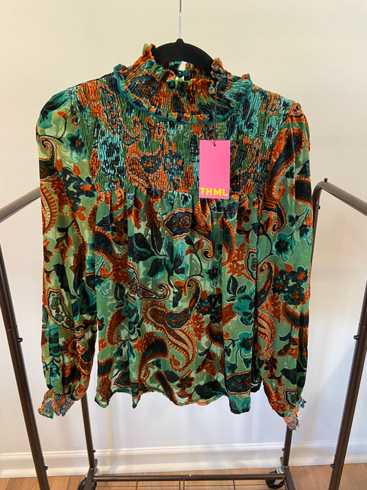 THML Newsworthy Velvet Burnout Top size XS