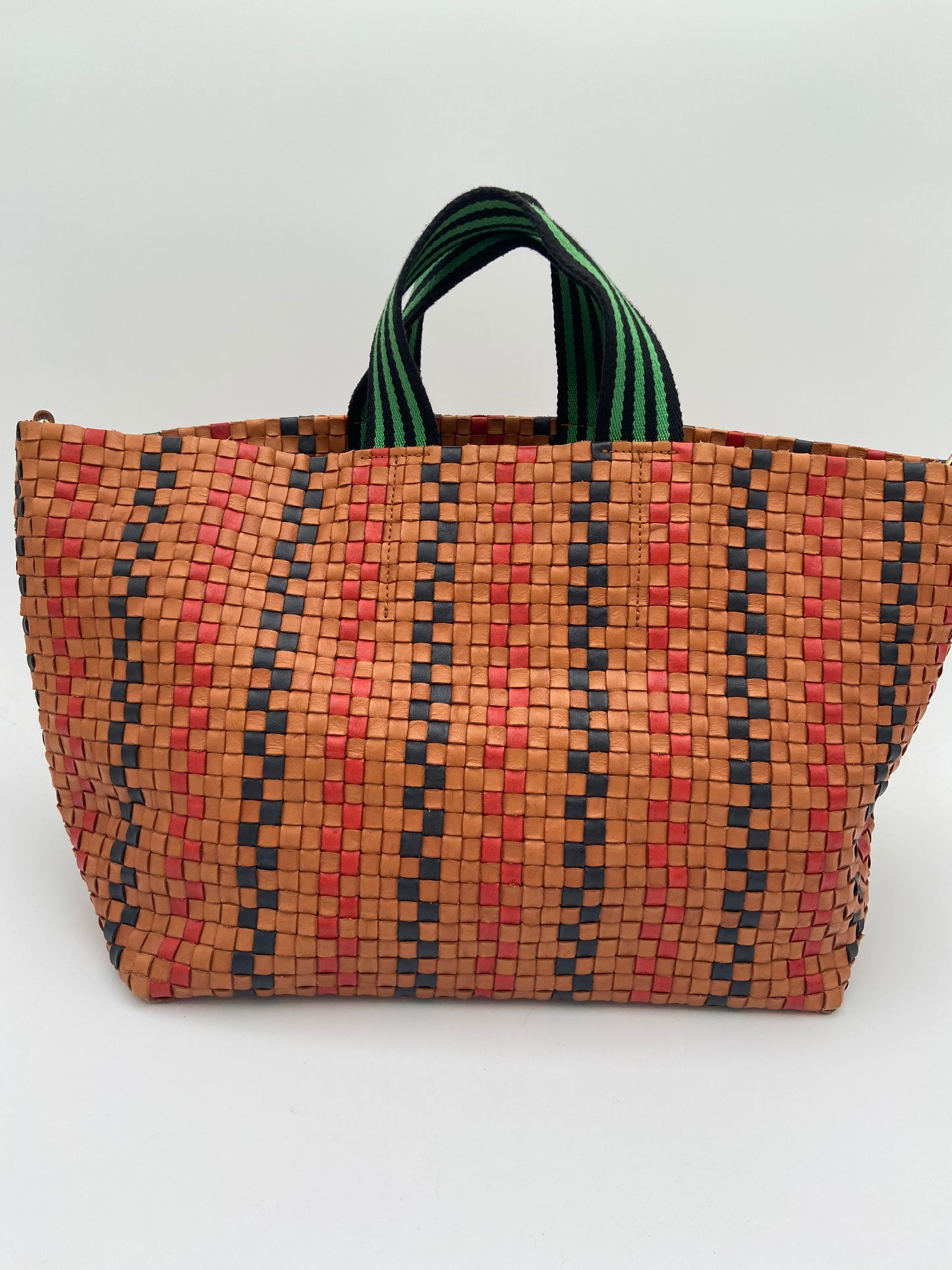 Clare V. Bateau Tote Bag Plaid Woven Checker