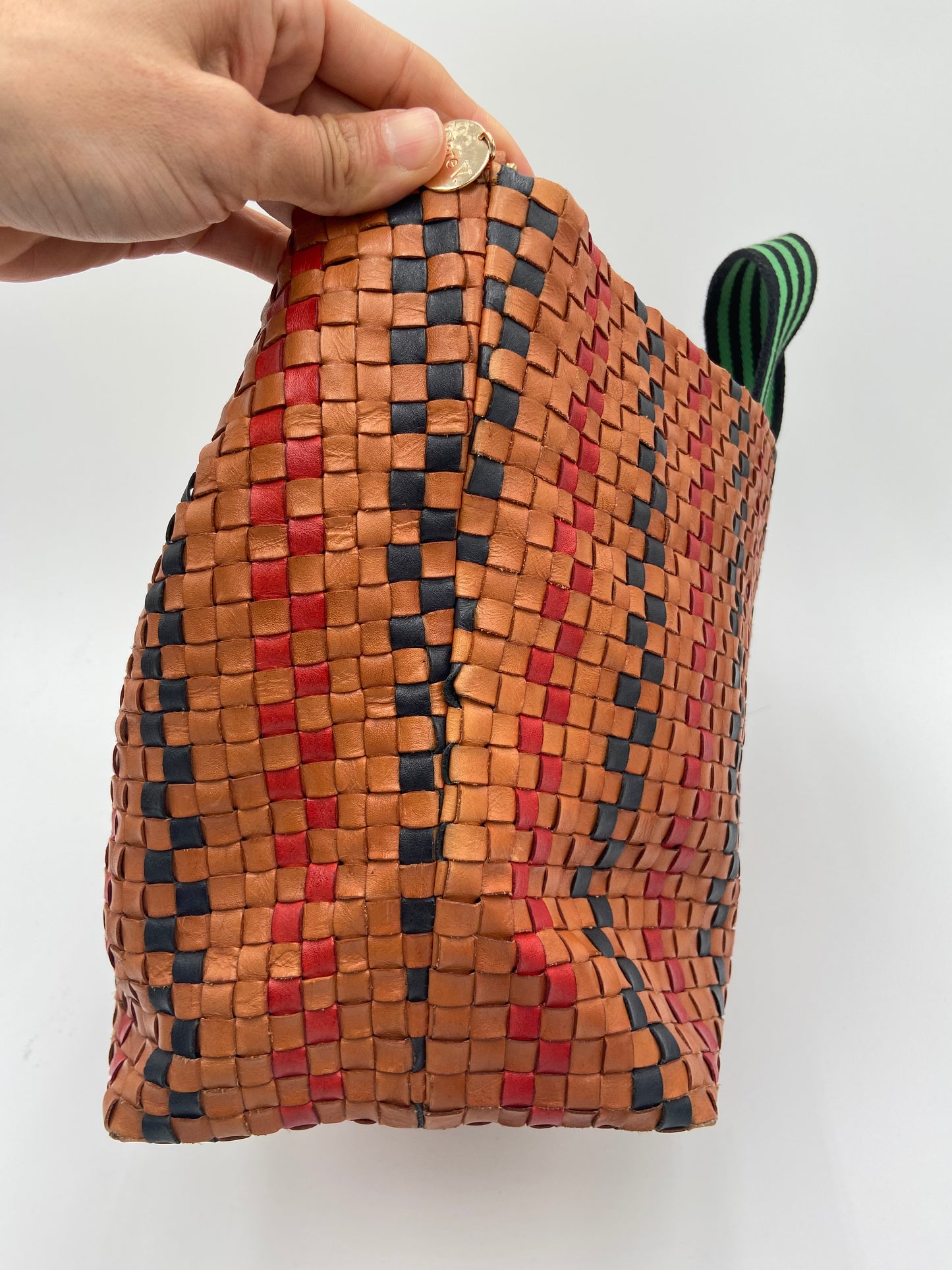 Clare V. Bateau Tote Bag Plaid Woven Checker