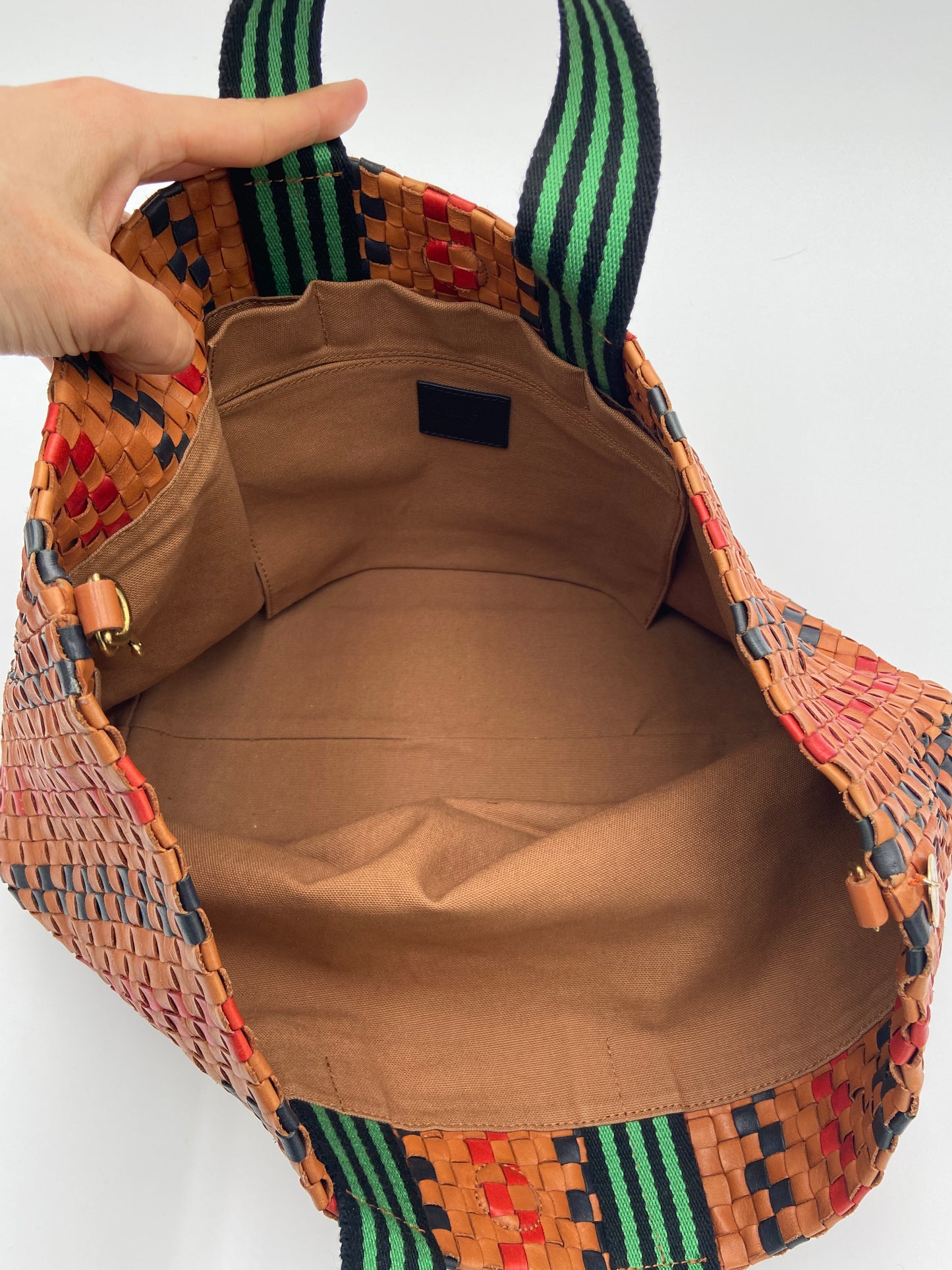 Clare V. Bateau Tote Bag Plaid Woven Checker