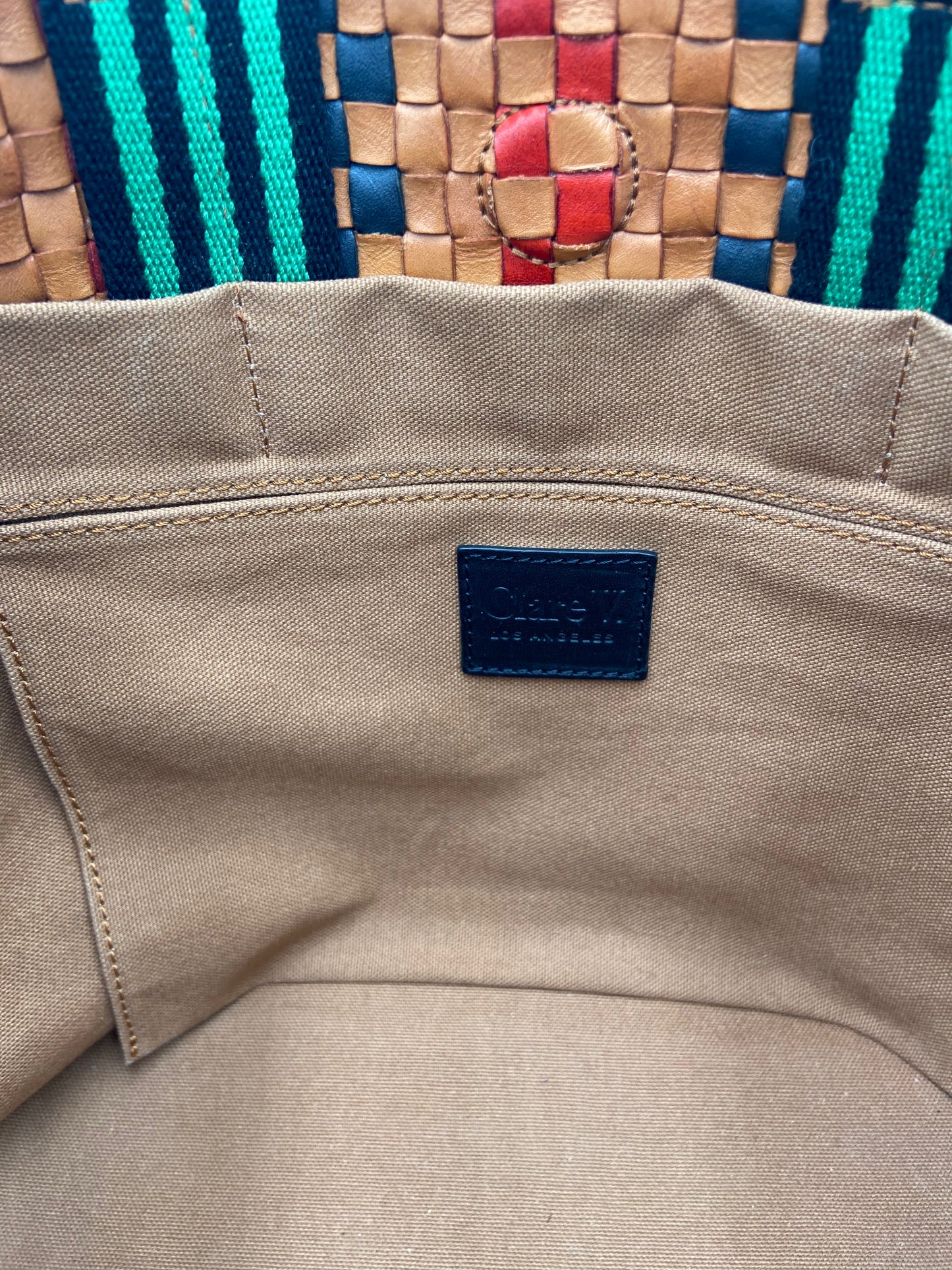 Clare V. Bateau Tote Bag Plaid Woven Checker