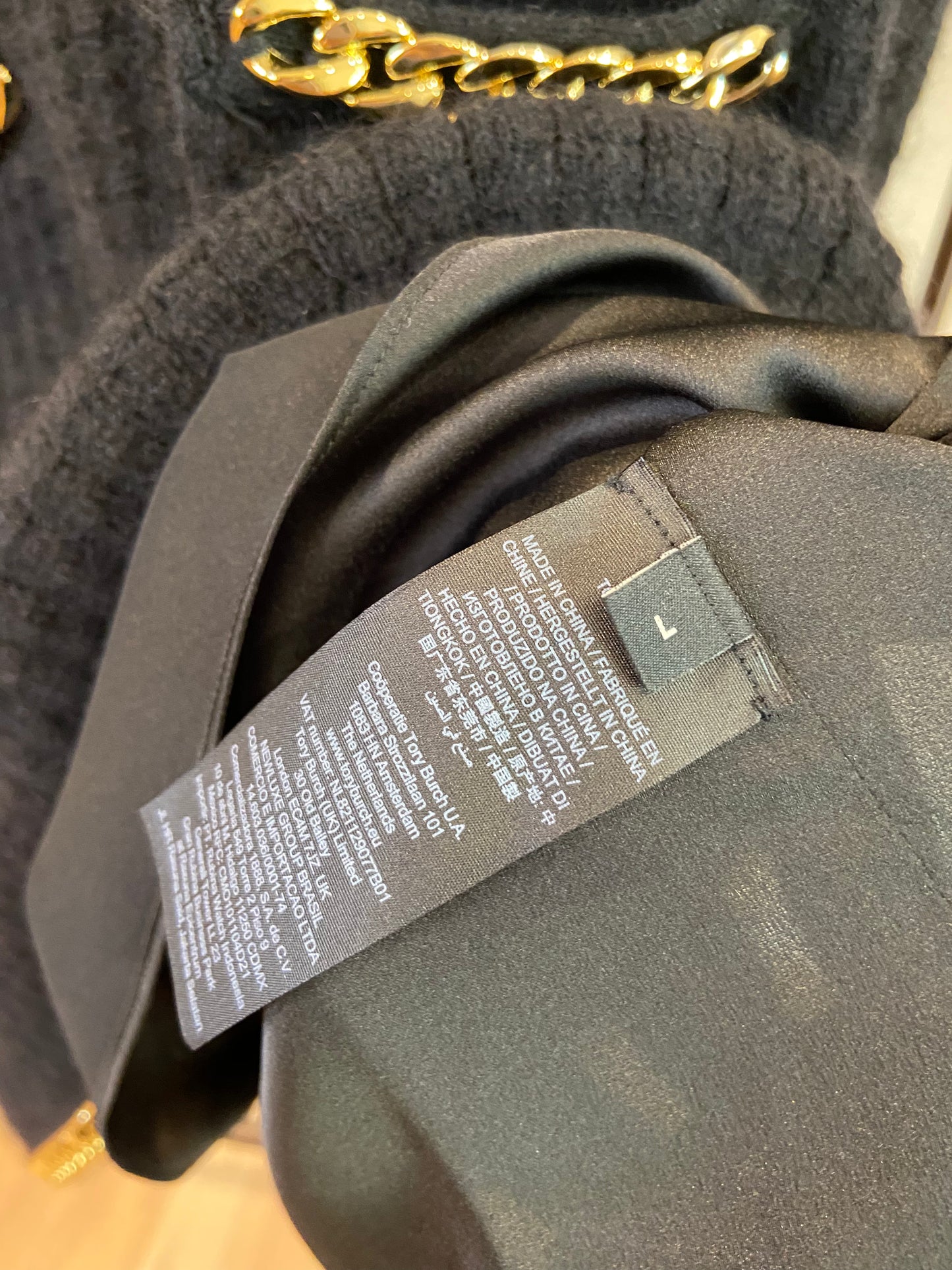 Tory Burch Chain-Detail Waffle-Knit Mini Dress size L