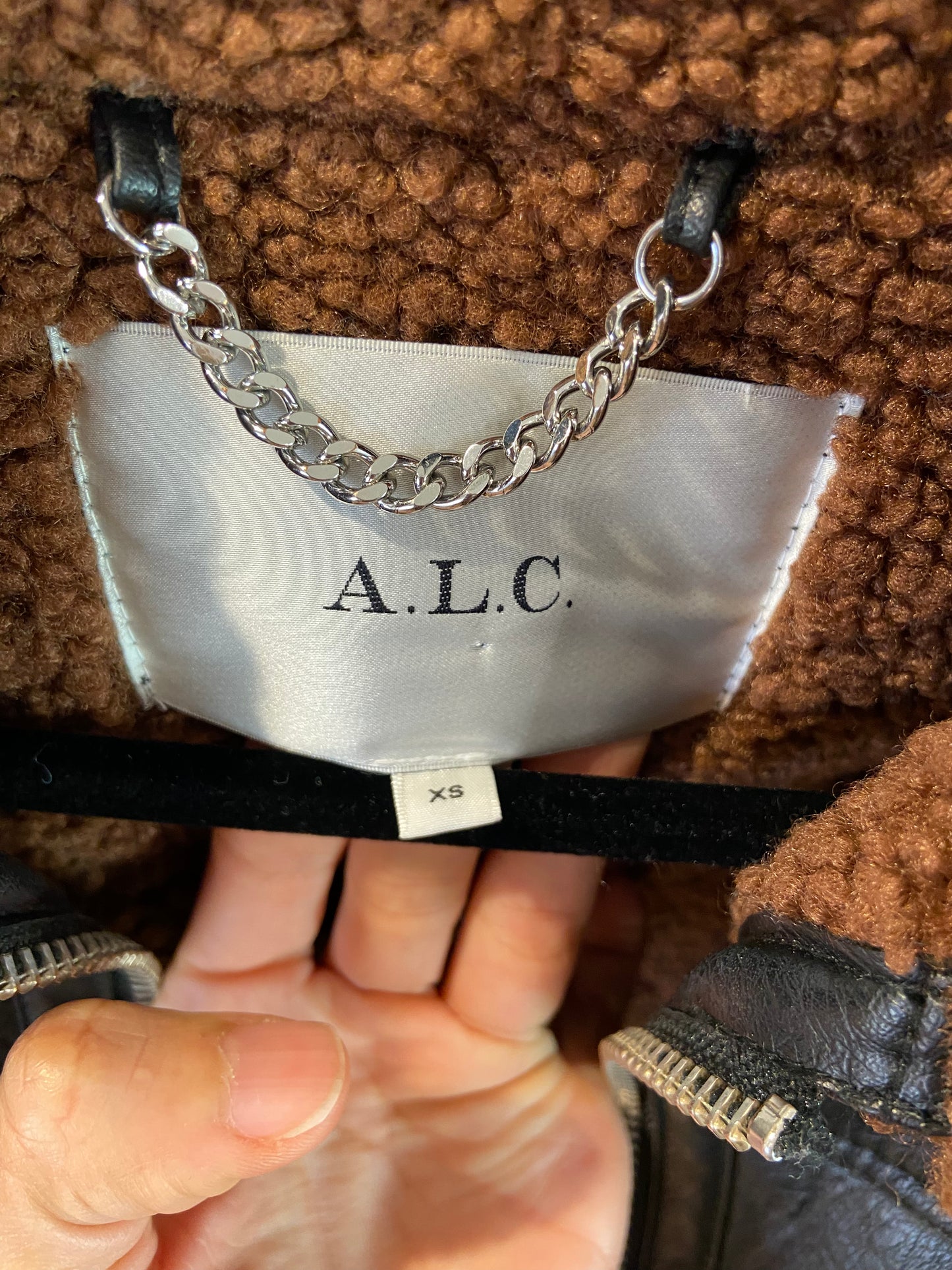 ALC Archer Vegan Leather Fleece Trim Jacket size XS