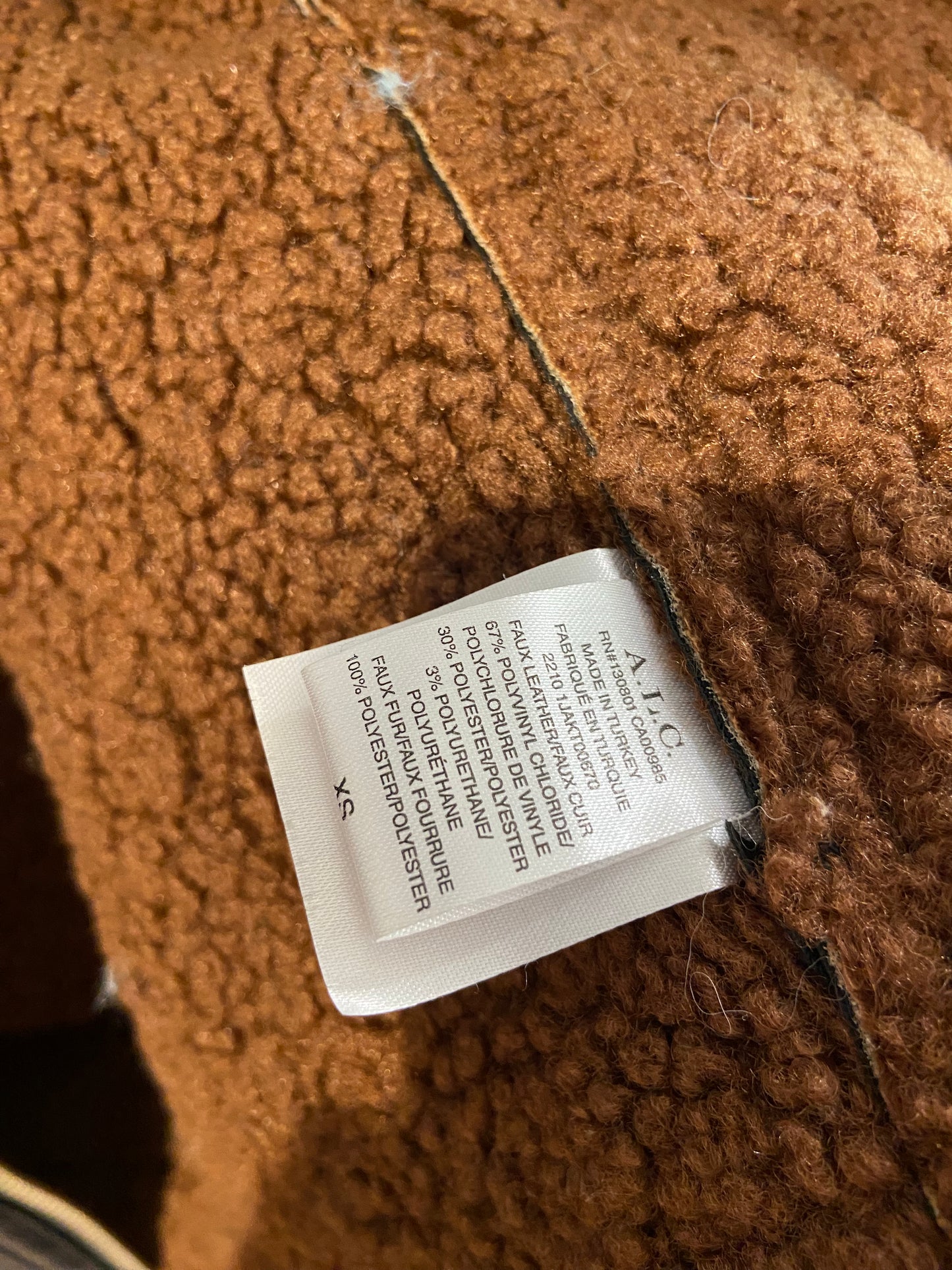 ALC Archer Vegan Leather Fleece Trim Jacket size XS