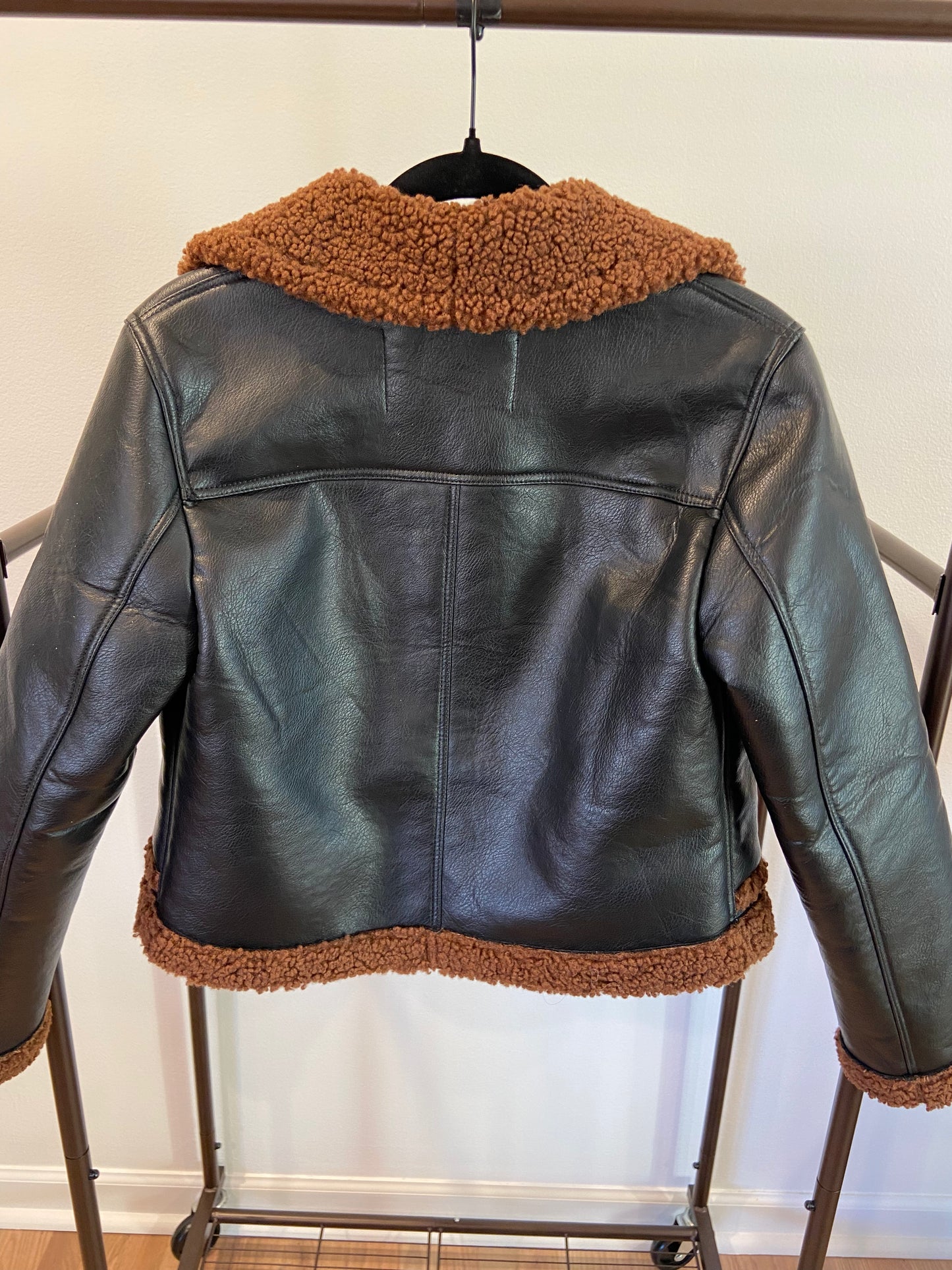 ALC Archer Vegan Leather Fleece Trim Jacket size XS