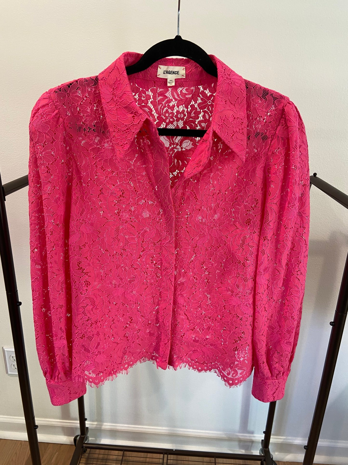 L'Agence Jenica Lace Blouse in Rose size M