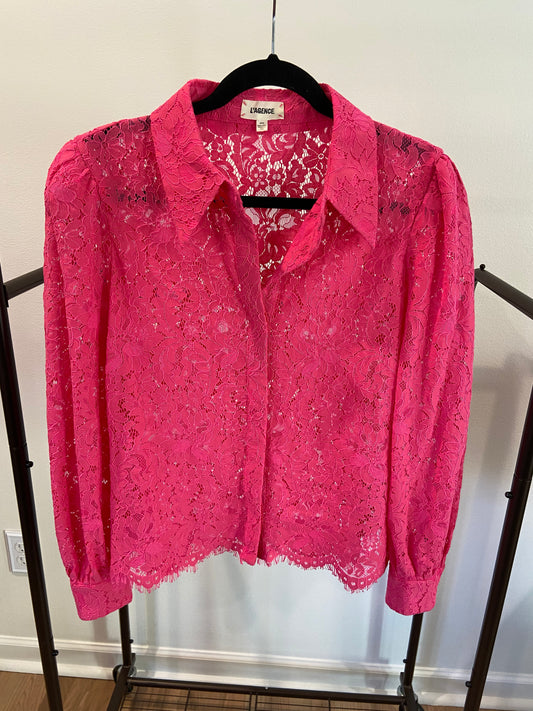 L'Agence Jenica Lace Blouse in Rose size M