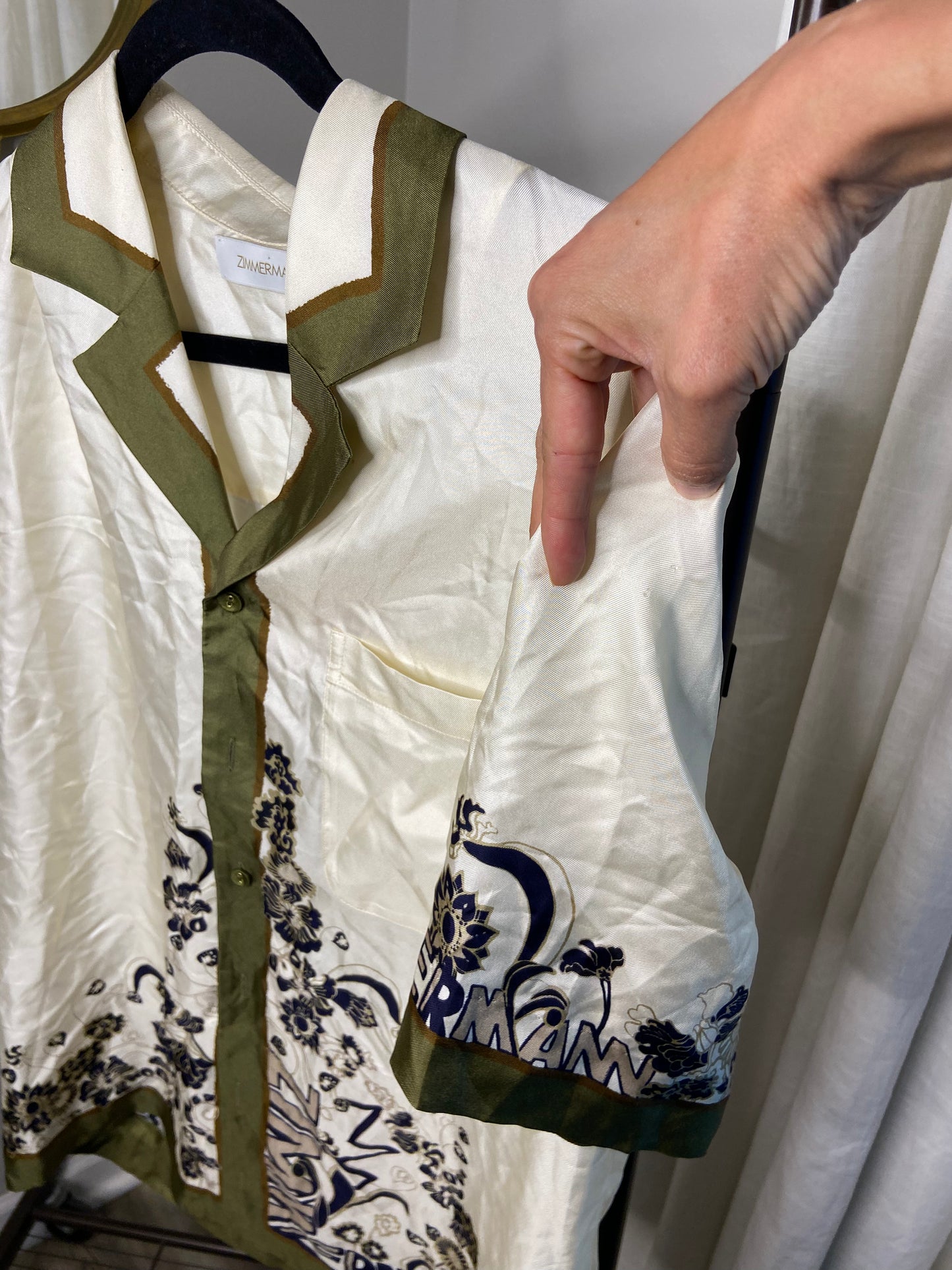 Zimmermann Uniform Short Sleeve Silk Button Up size M