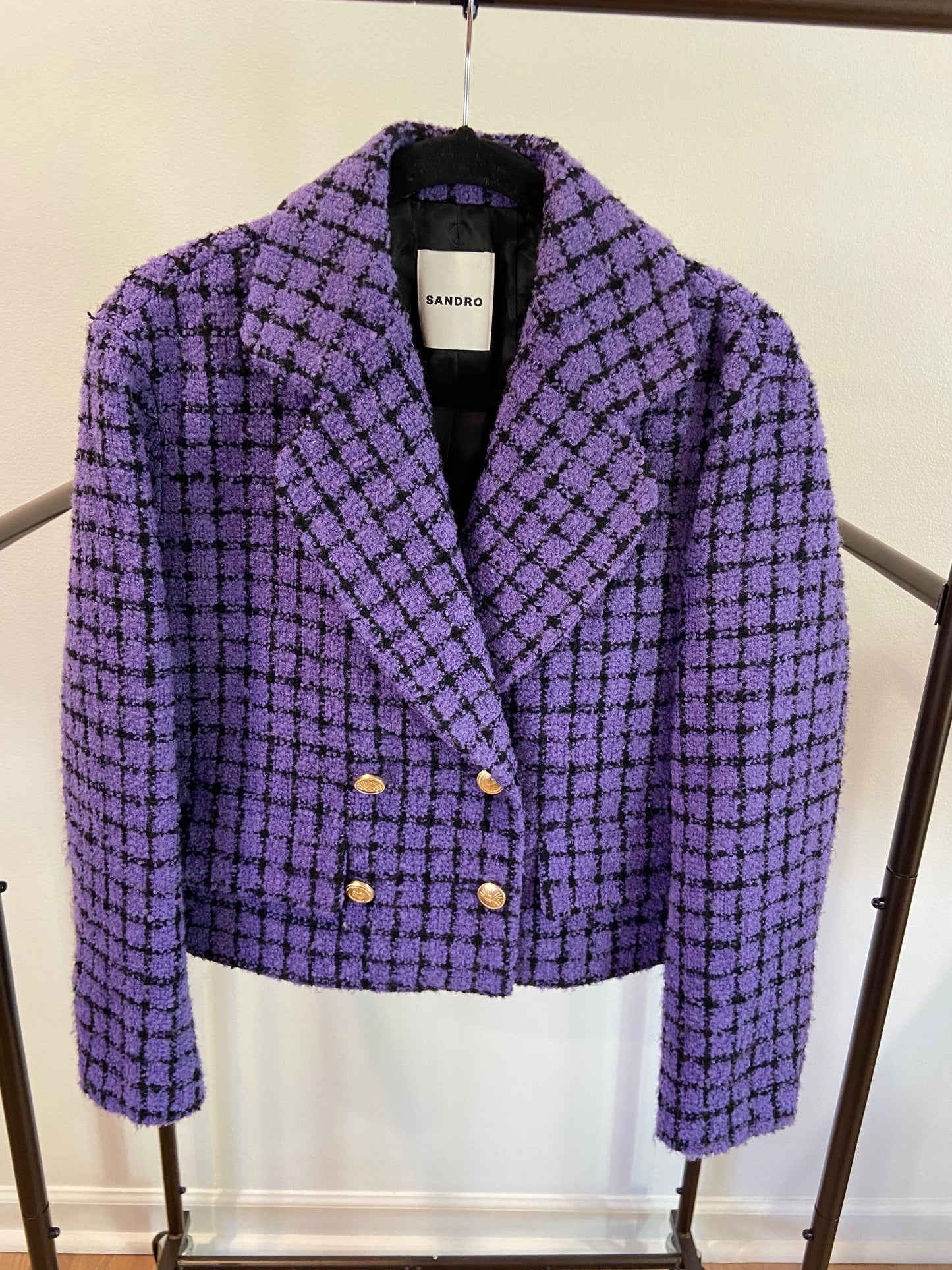 Sandro Double-Breasted Bouclé-Tweed Blazer size US 0