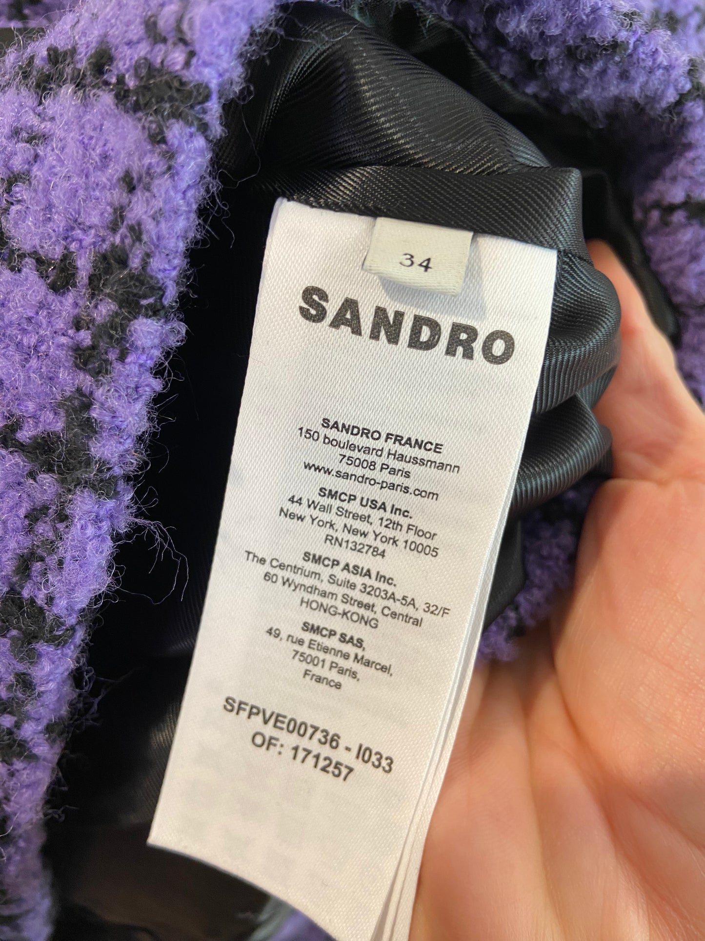 Sandro Double-Breasted Bouclé-Tweed Blazer size US 0
