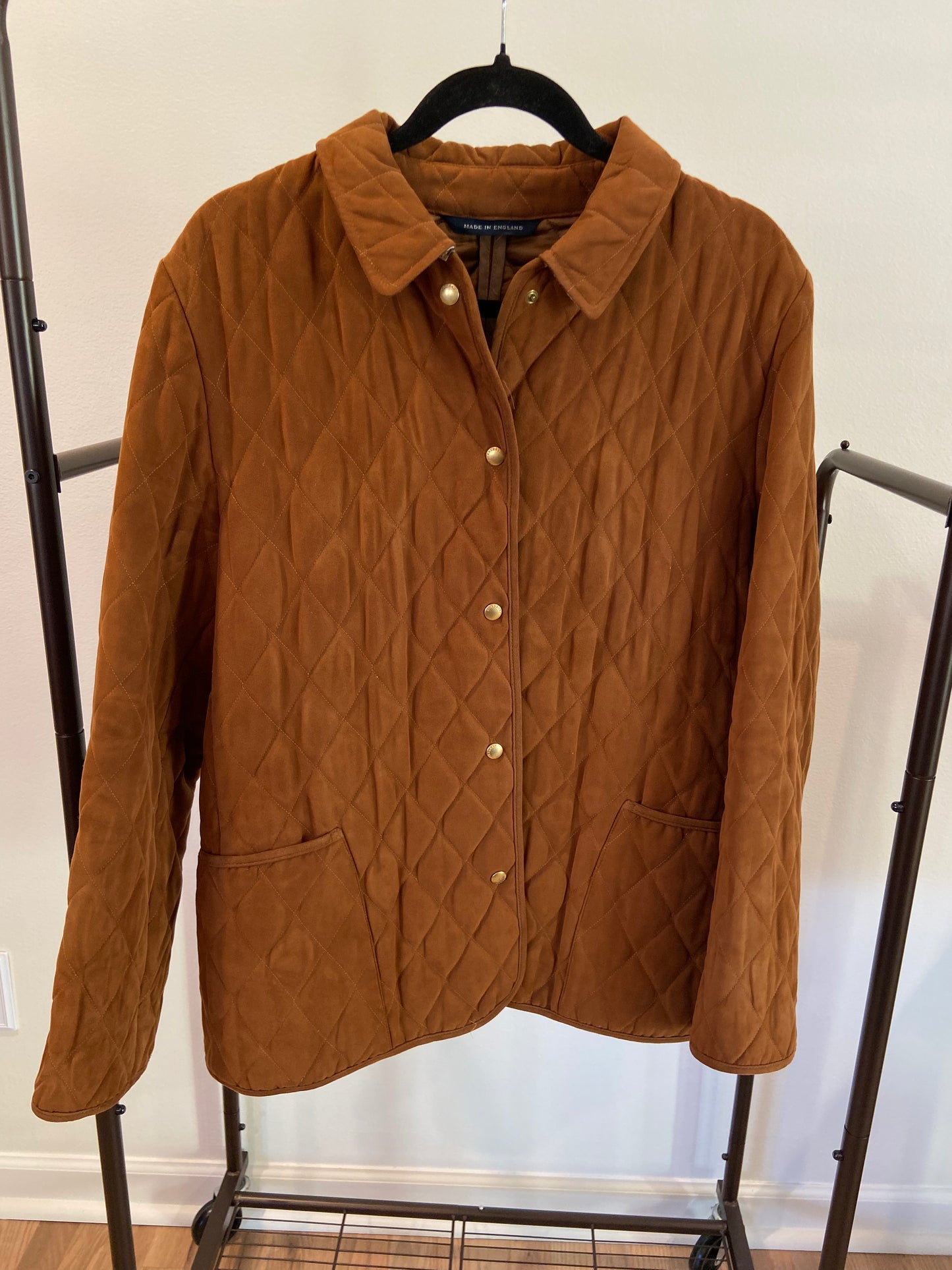 Burberry Caramel Velvet Quilted Jacket size 6