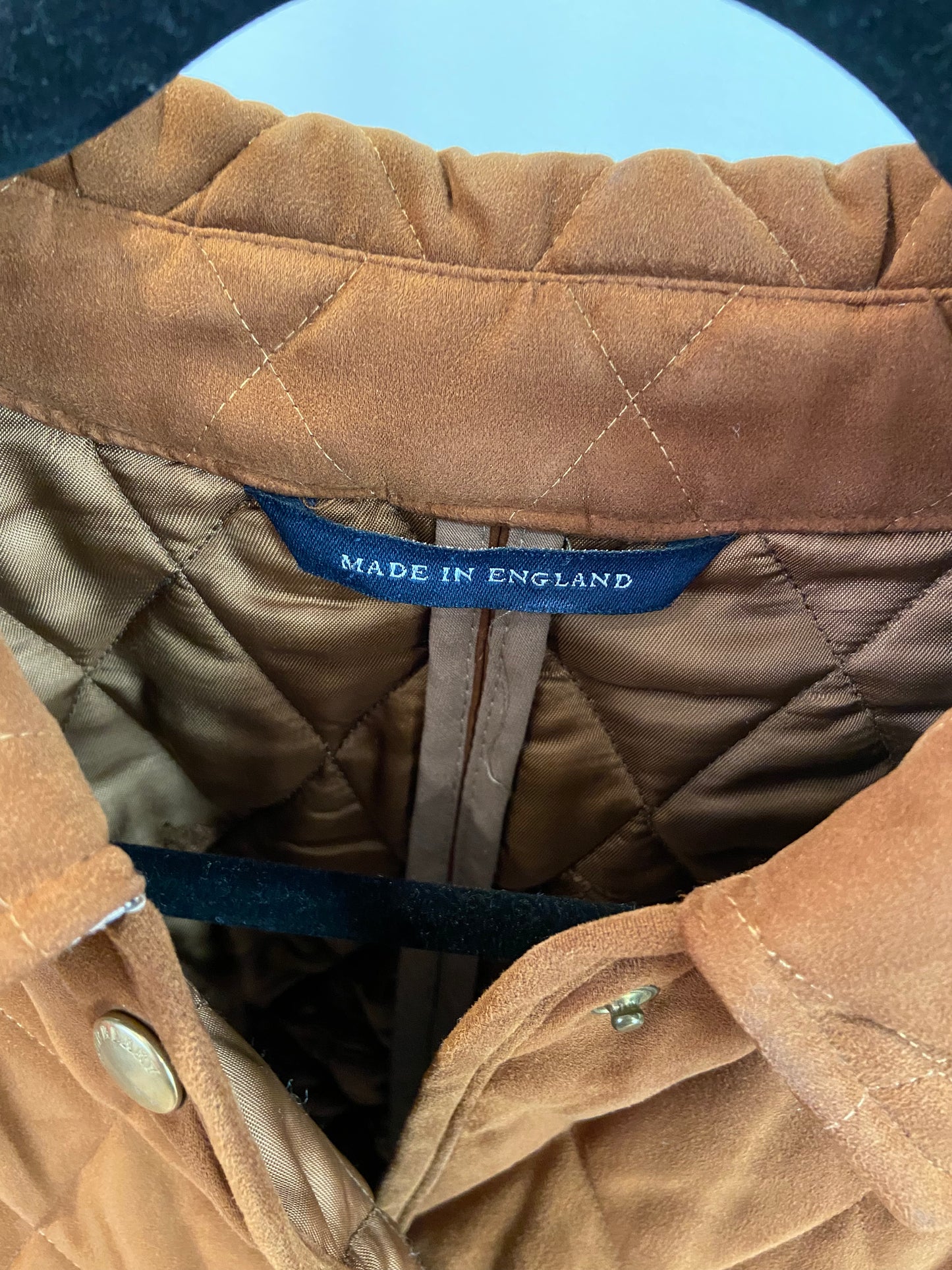 Burberry Caramel Velvet Quilted Jacket size 6