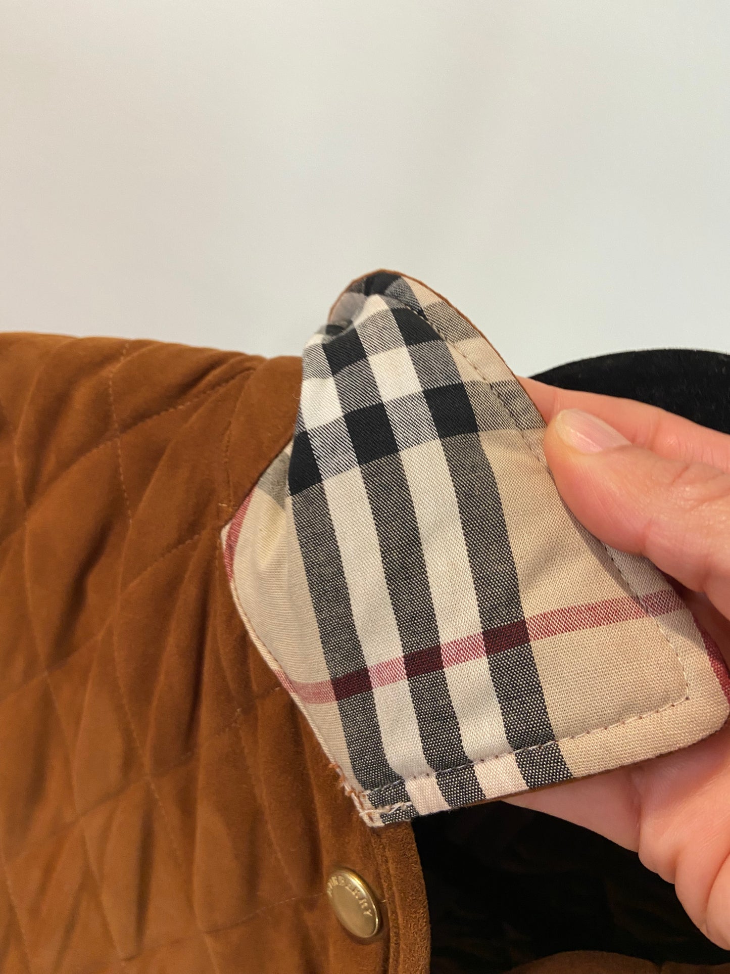 Burberry Caramel Velvet Quilted Jacket size 6