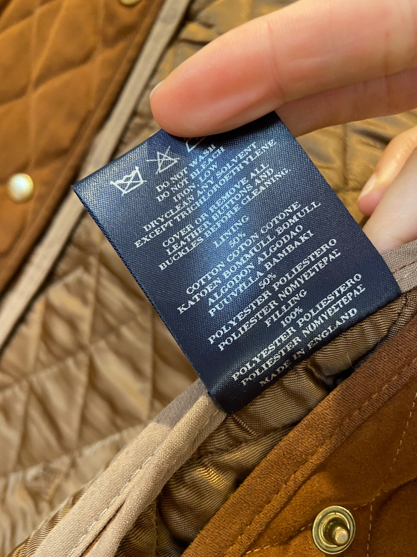 Burberry Caramel Velvet Quilted Jacket size 6