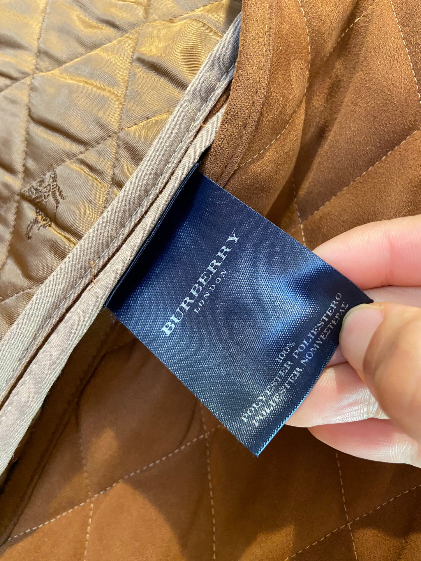 Burberry Caramel Velvet Quilted Jacket size 6