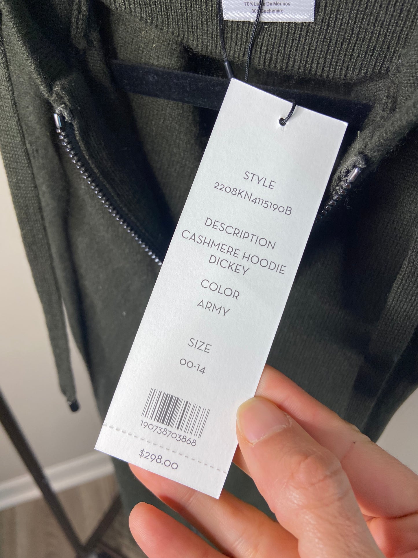 Veronica Beard Cashmere Dickey Hoodie size 00-14