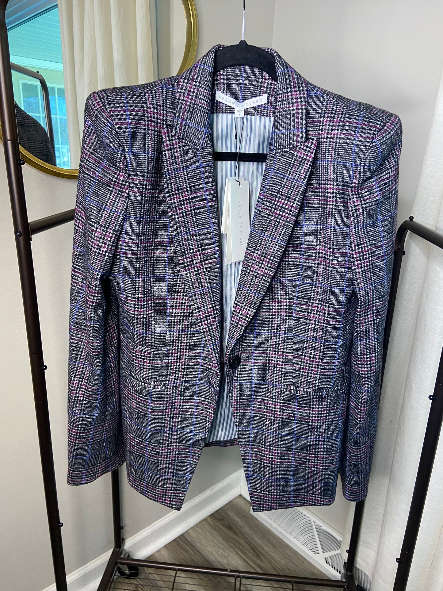 Veronica Beard Brock Plaid Dickey Blazer size 8