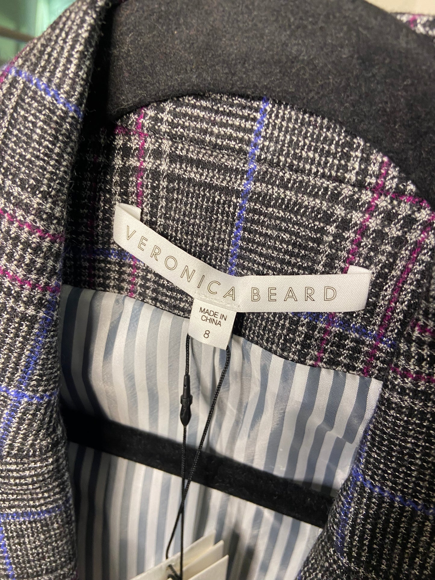 Veronica Beard Brock Plaid Dickey Blazer size 8