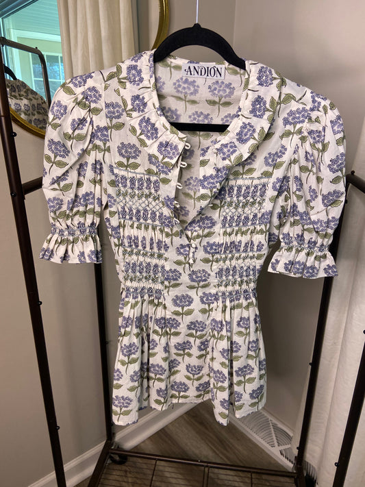 Andion Smocked Short Sleeve Top size S