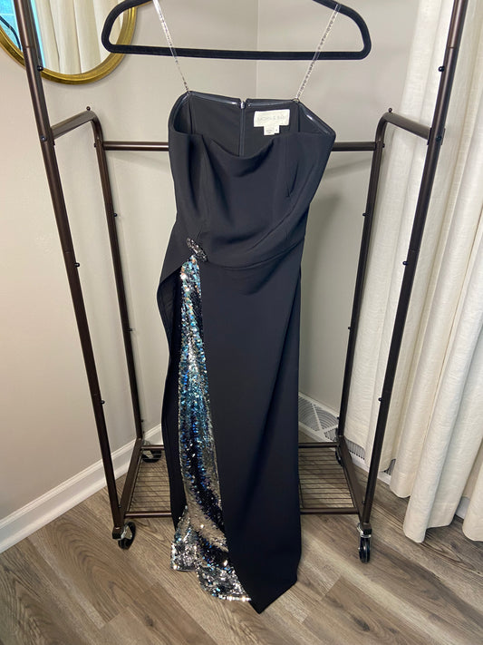 Sachin and Babi Ivy Crepe & Sequin Strapless Gown size 4