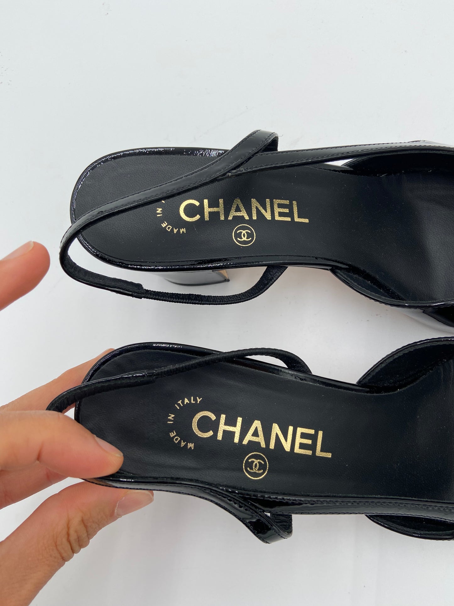 Chanel Patent Leather Slingback Heels size 39.5