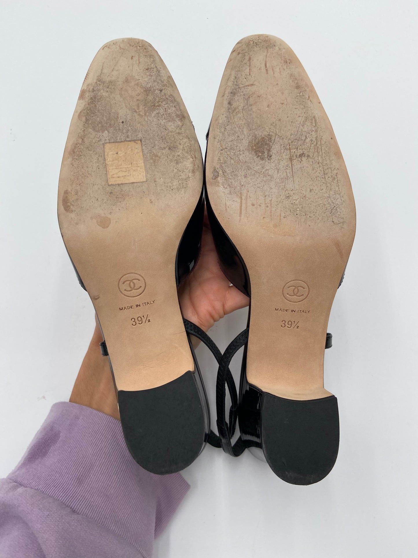 Chanel Patent Leather Slingback Heels size 39.5