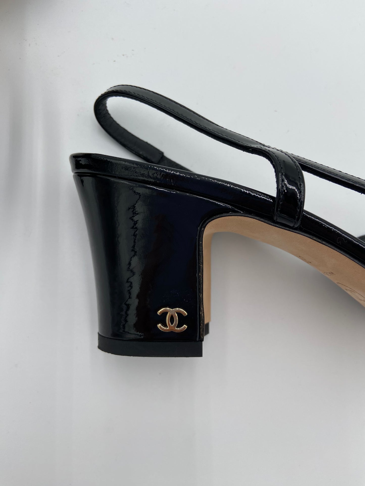 Chanel Patent Leather Slingback Heels size 39.5