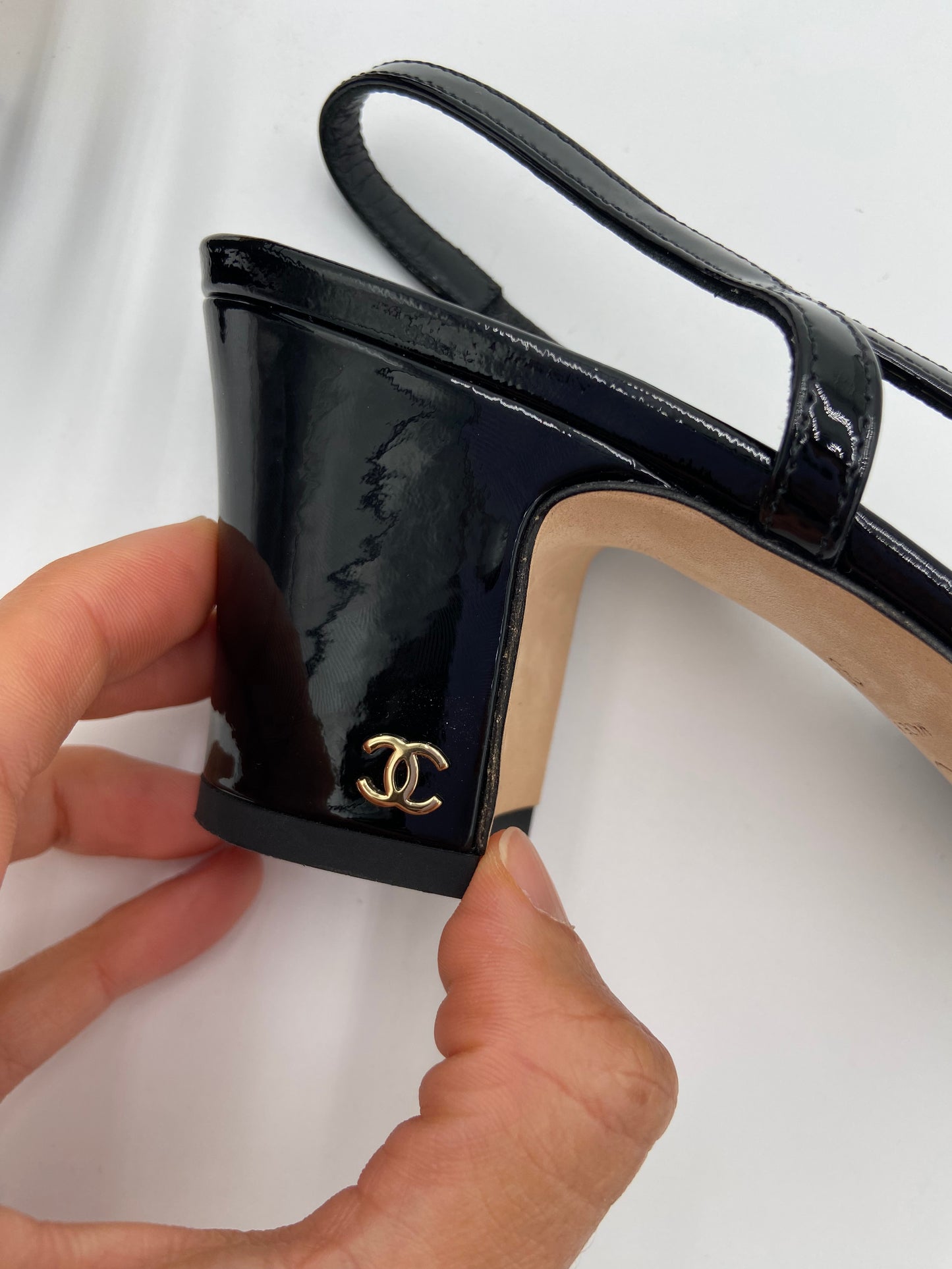 Chanel Patent Leather Slingback Heels size 39.5