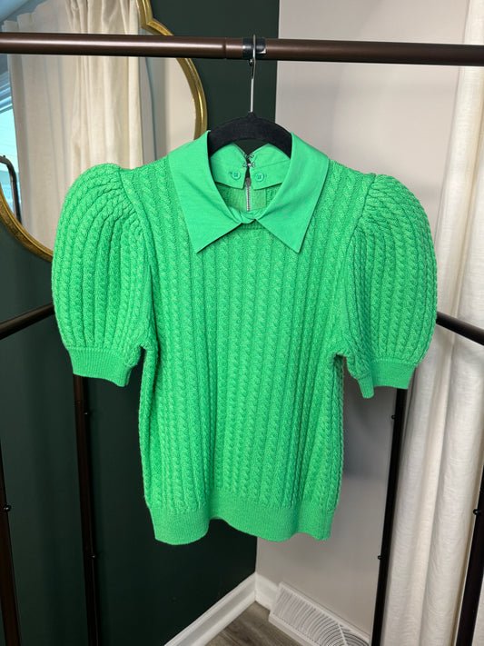 Alice and Olivia Chase Puff Sleeve Collar Sweater size XS