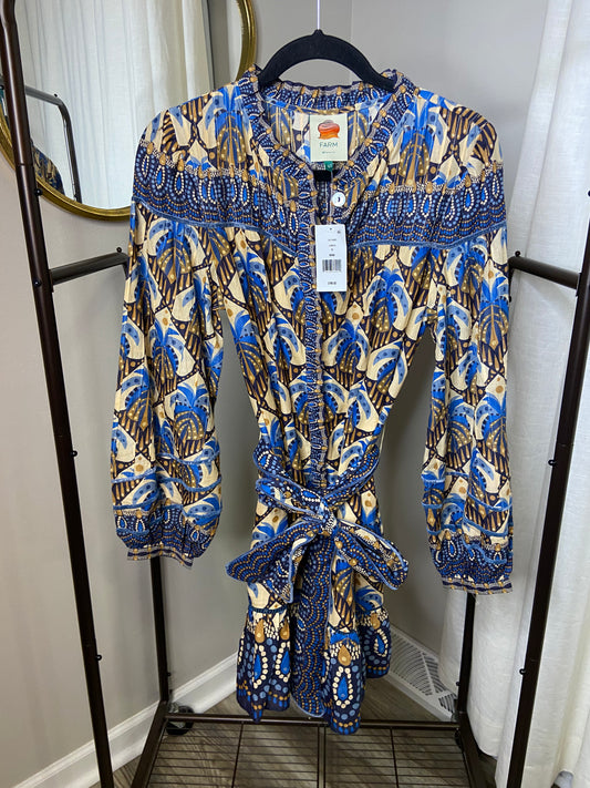 Farm Rio Cocopalm Geometric Belted Mini dress size S