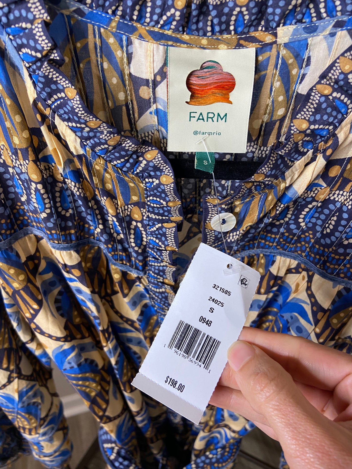 Farm Rio Cocopalm Geometric Belted Mini dress size S