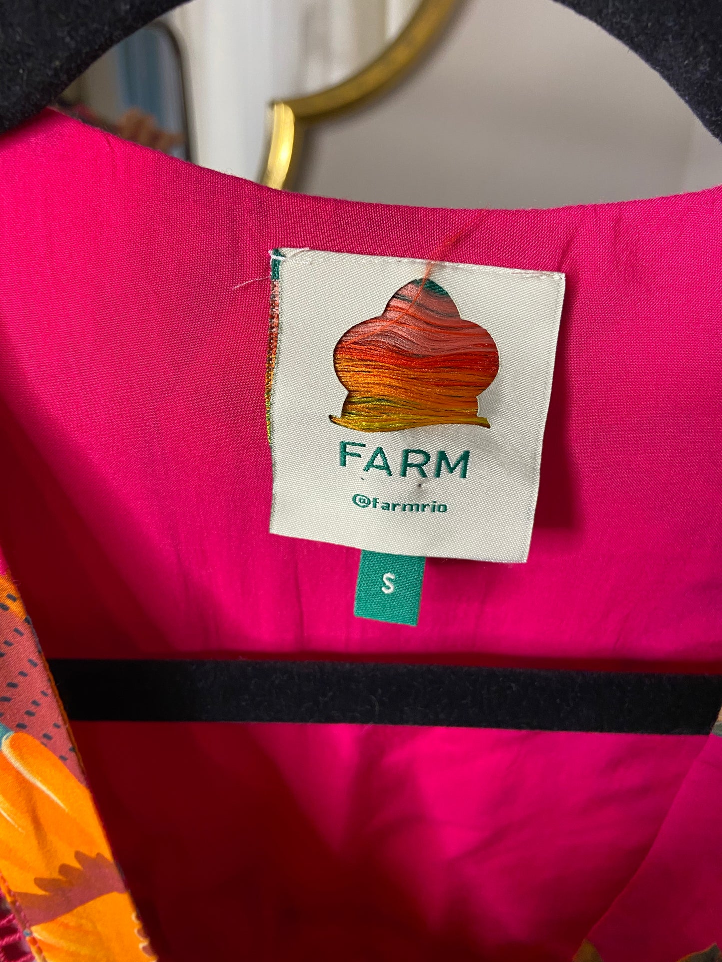Farm Rio Pink Macaw Party Cotton Romper size S