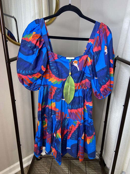 Farm Rio Rainbow Macaw Mini Dress size S