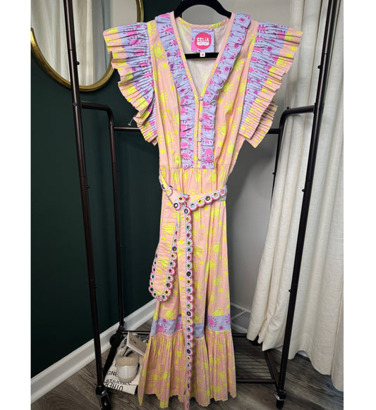 Celia B Dafne Ruffle Midi Dress size M