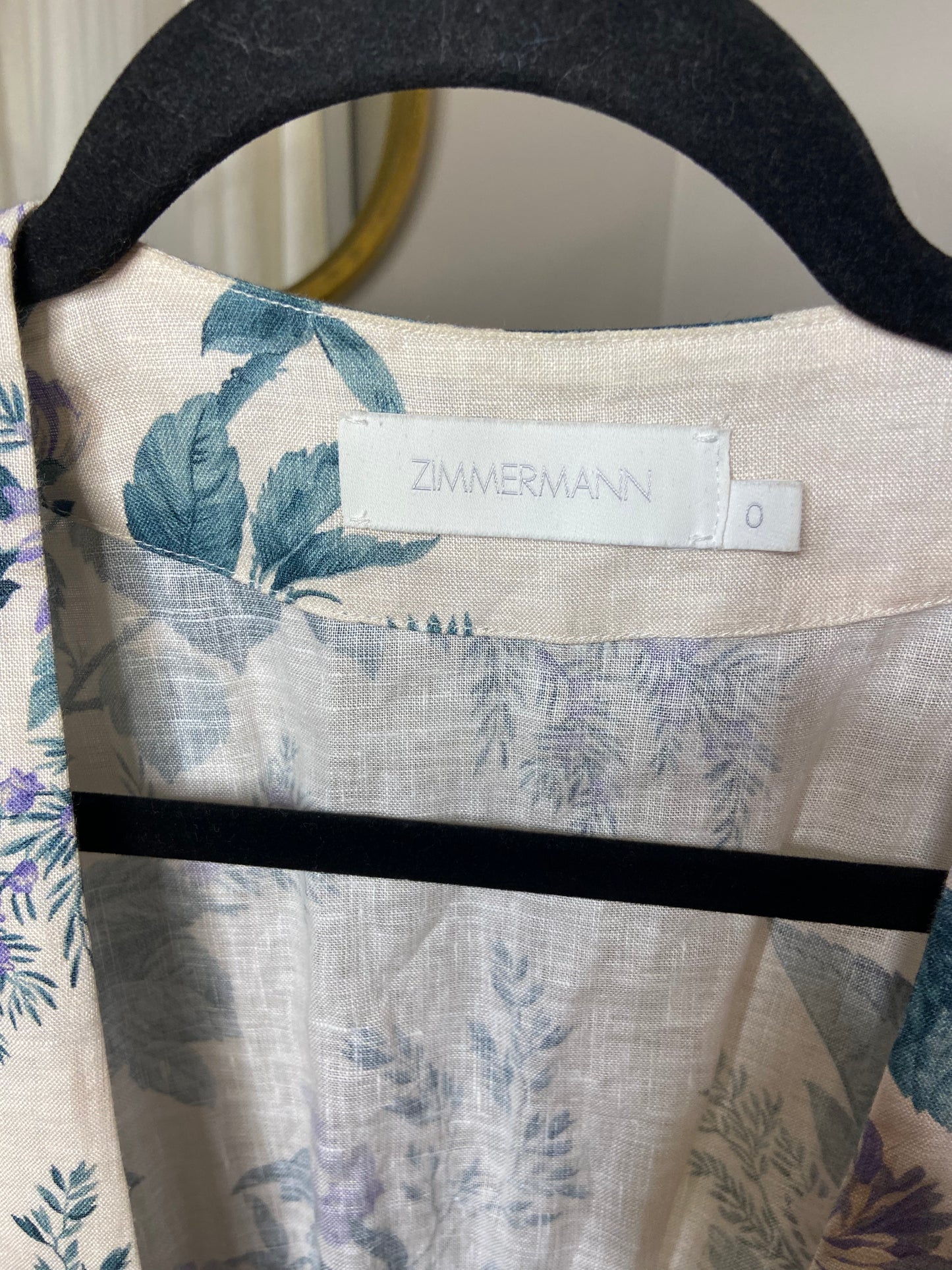 Zimmermann Cassia Floral-Print Linen-Poplin Wrap Dress size US 4