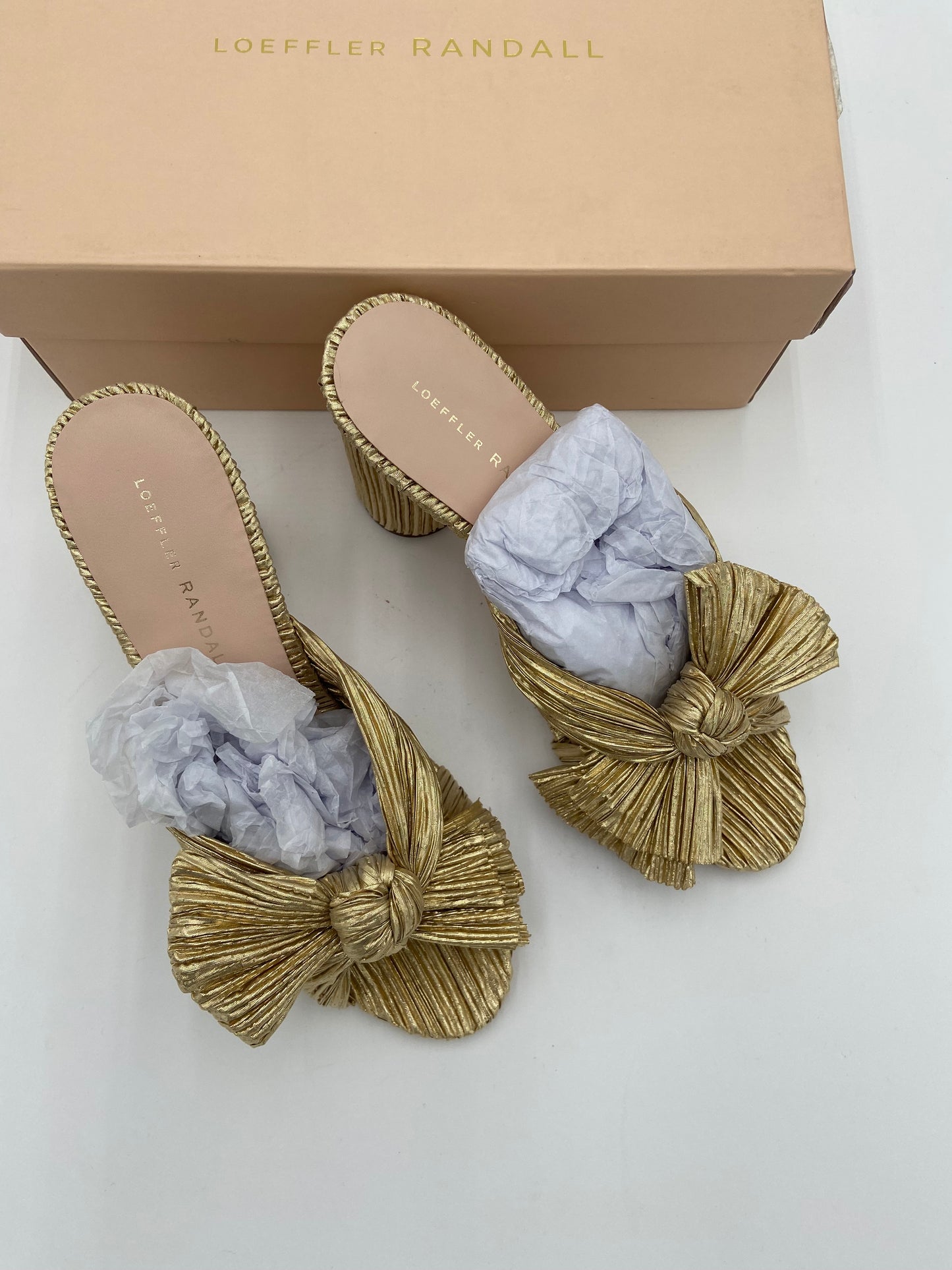 Loeffler Randall Penny Pleated High Heel Slide Sandals size 8