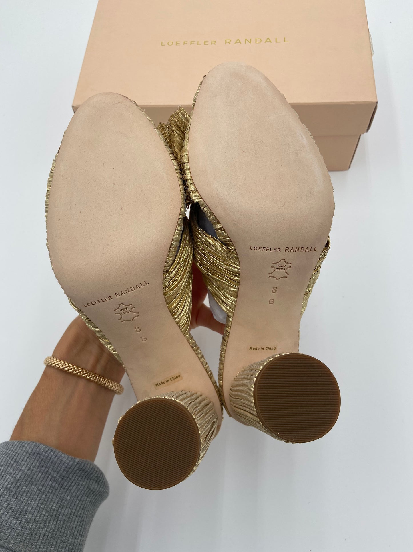 Loeffler Randall Penny Pleated High Heel Slide Sandals size 8