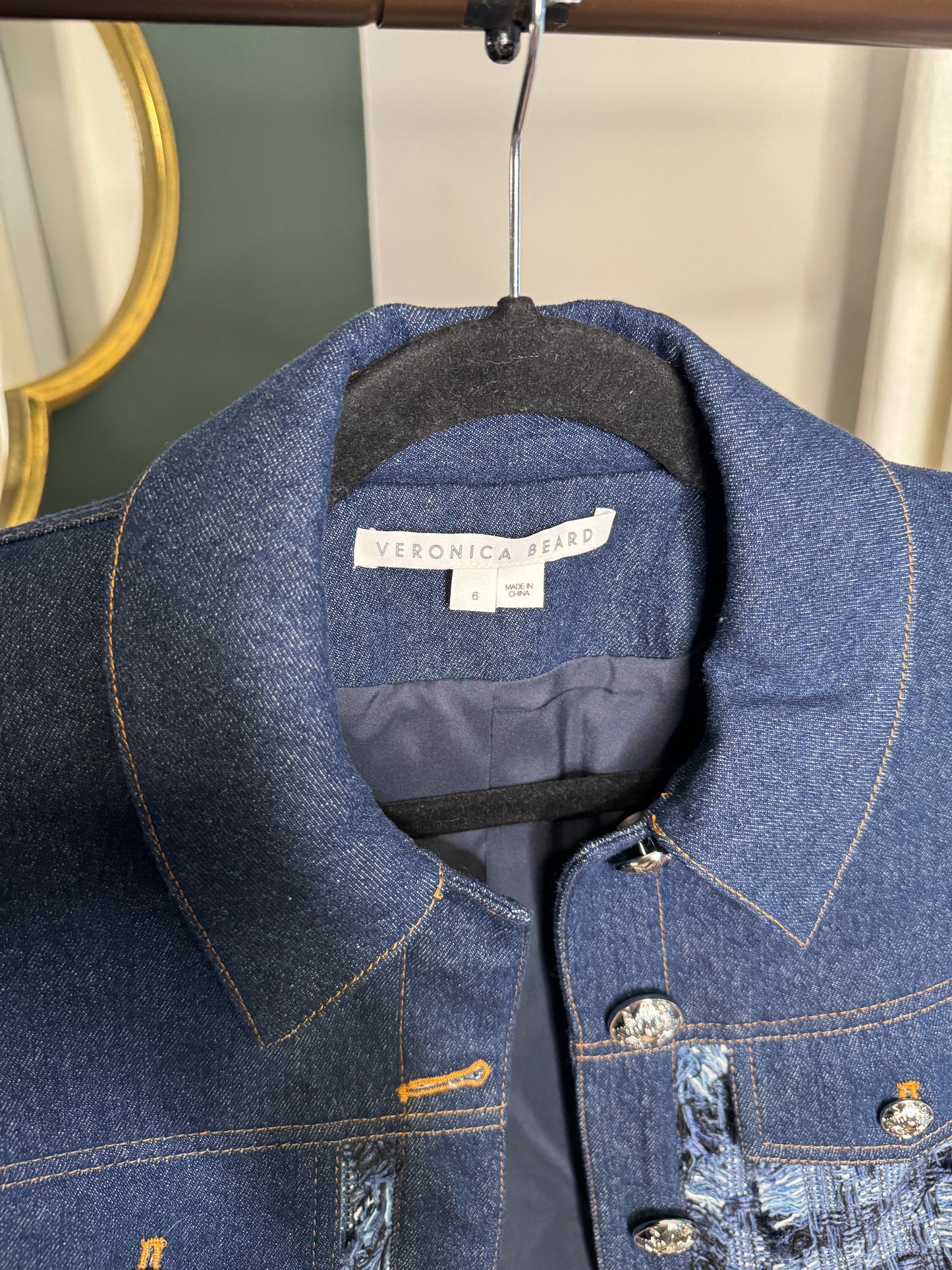 Veronica Beard Santos Denim Tweed Jacket size 6
