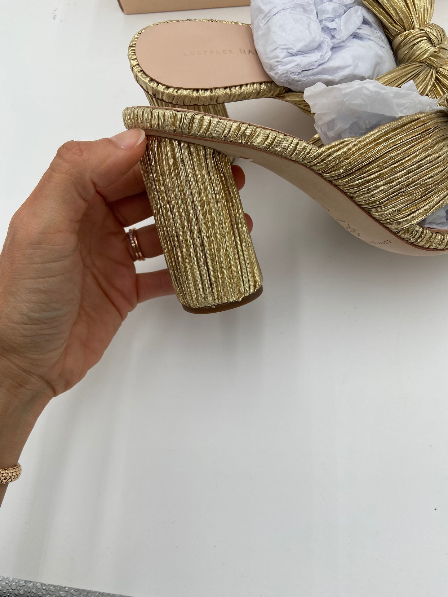 Loeffler Randall Penny Pleated High Heel Slide Sandals size 8