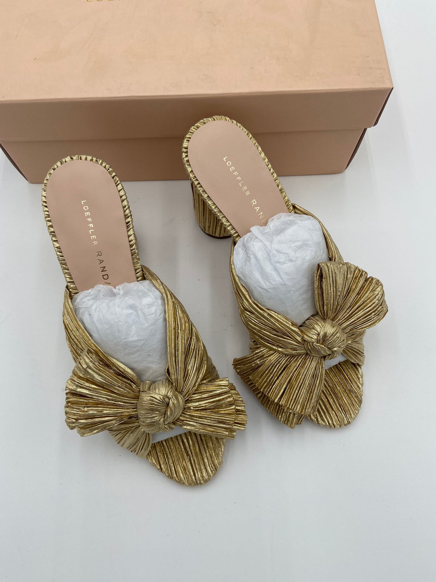 Loeffler Randall Penny Pleated High Heel Slide Sandals size 6.5