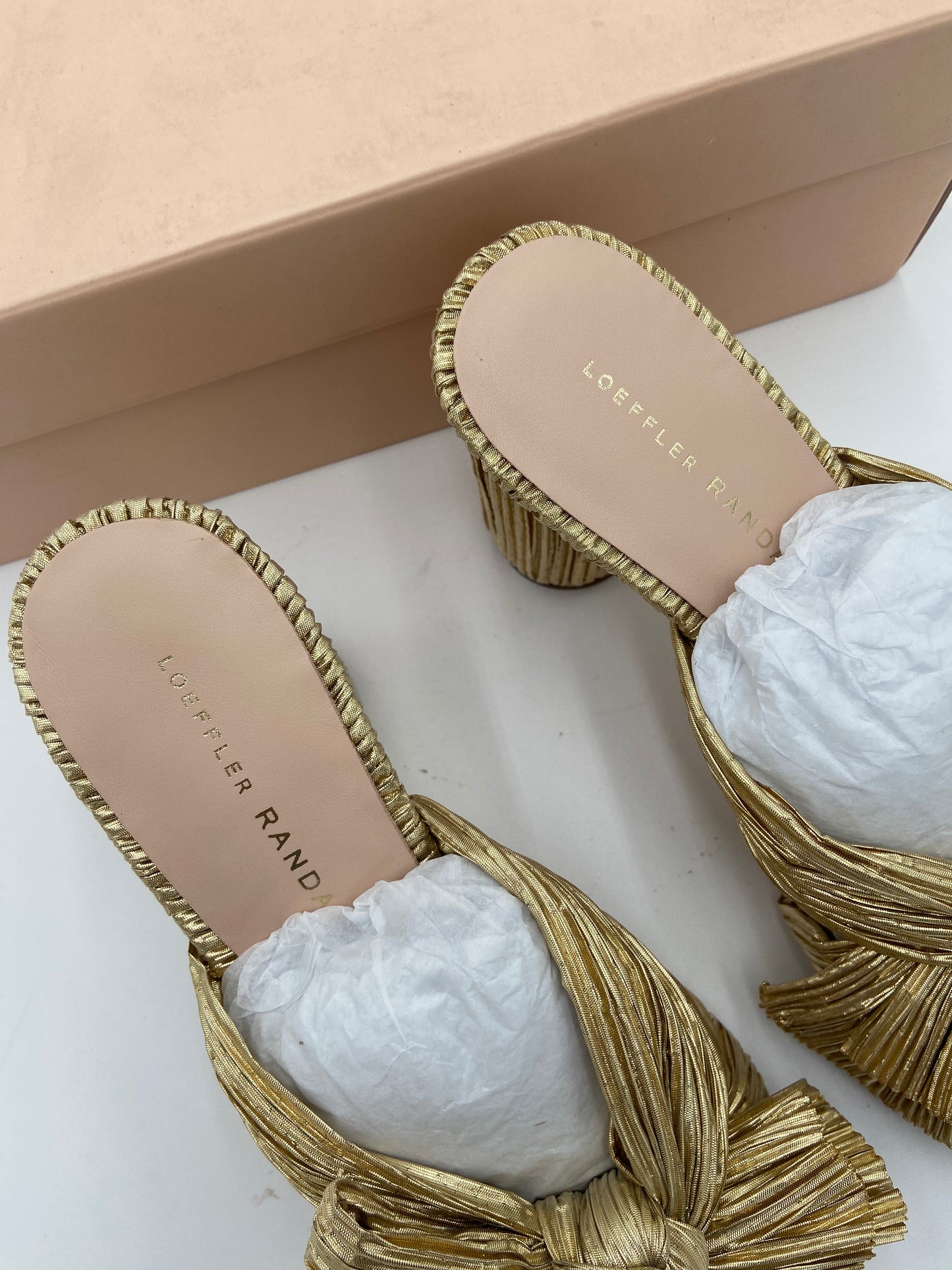 Loeffler Randall Penny Pleated High Heel Slide Sandals size 6.5