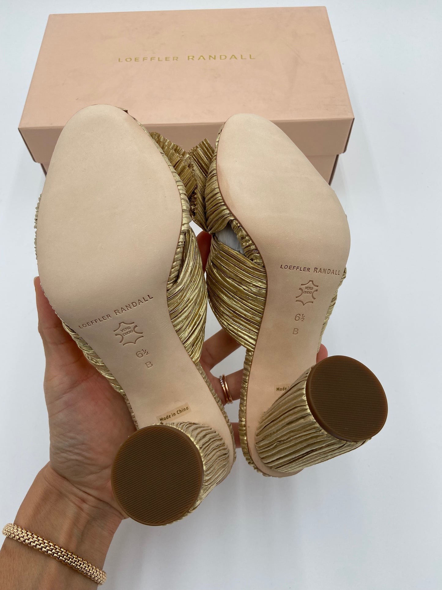 Loeffler Randall Penny Pleated High Heel Slide Sandals size 6.5