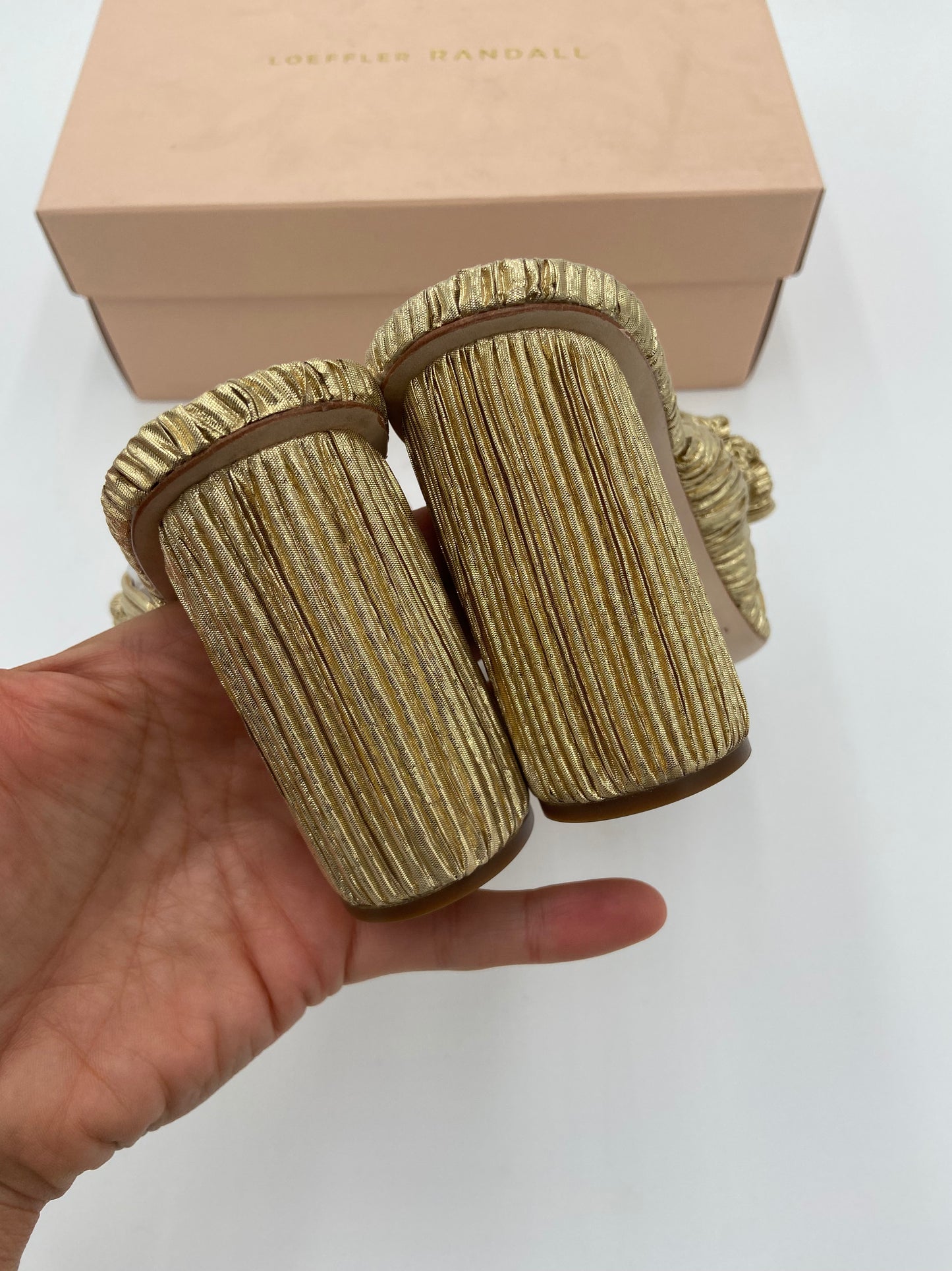 Loeffler Randall Penny Pleated High Heel Slide Sandals size 6.5