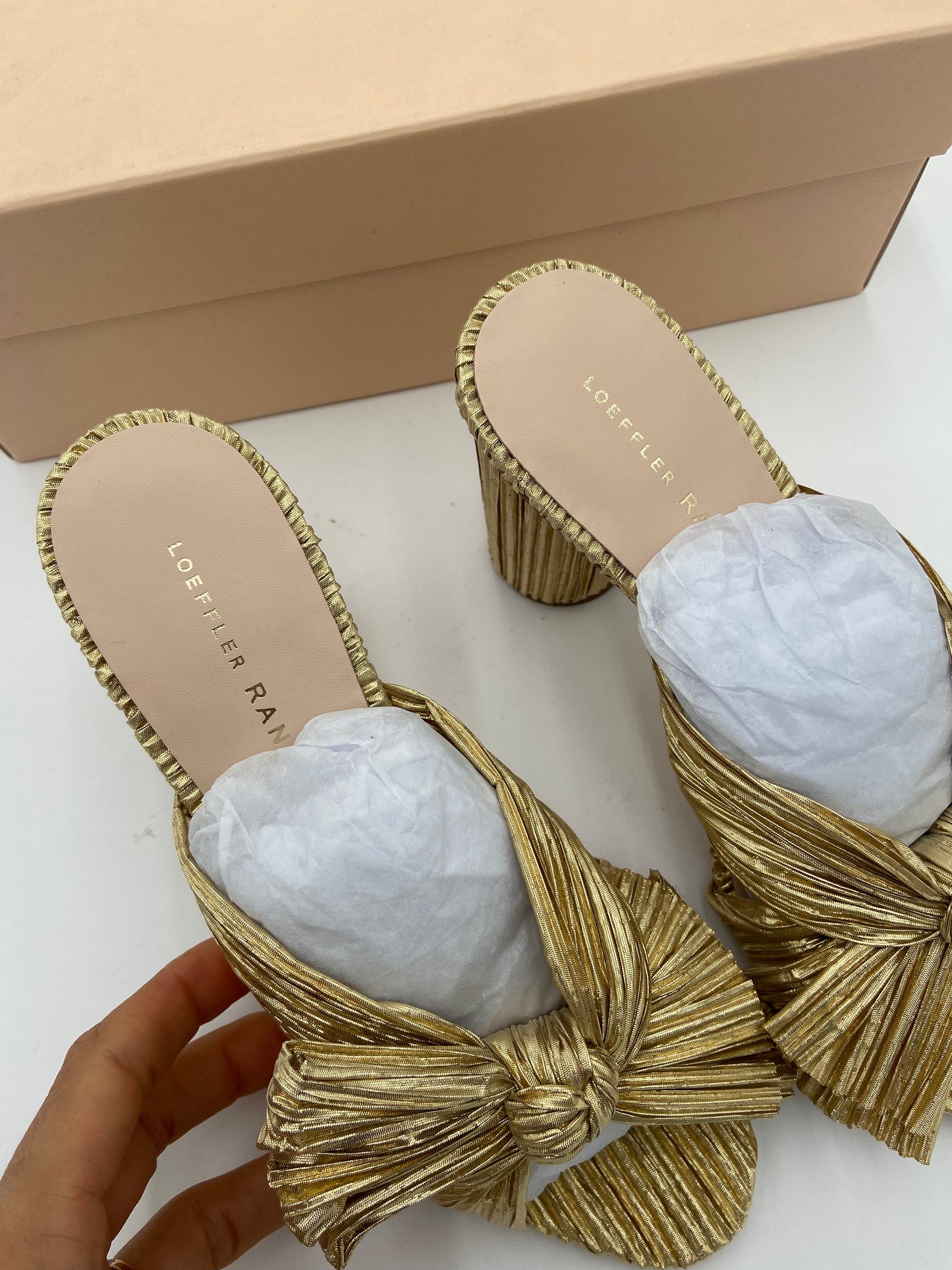 Loeffler Randall Penny Pleated High Heel Slide Sandals size 6