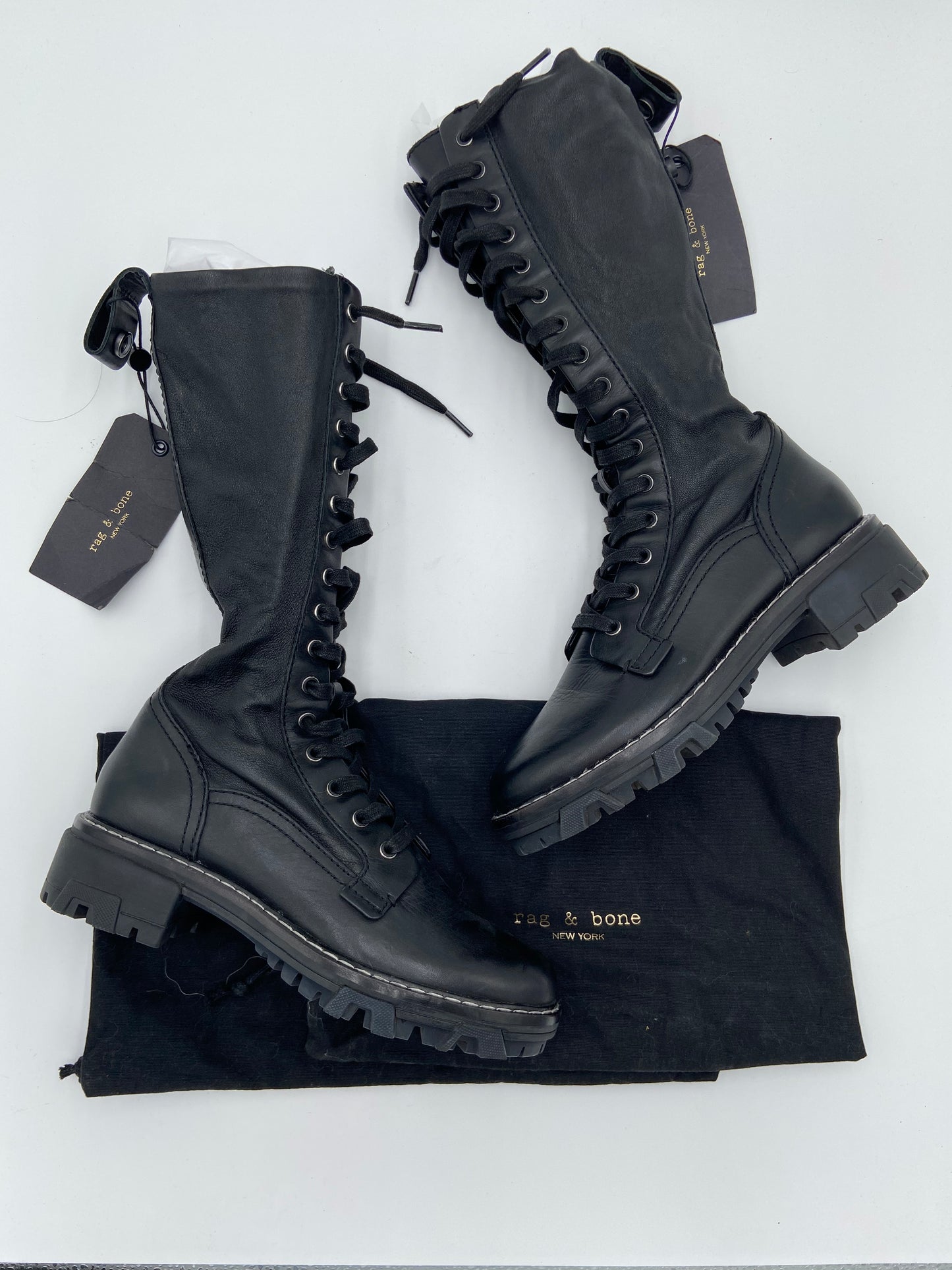 Rag and Bone Shiloh Tall Combat Boots size 38.5