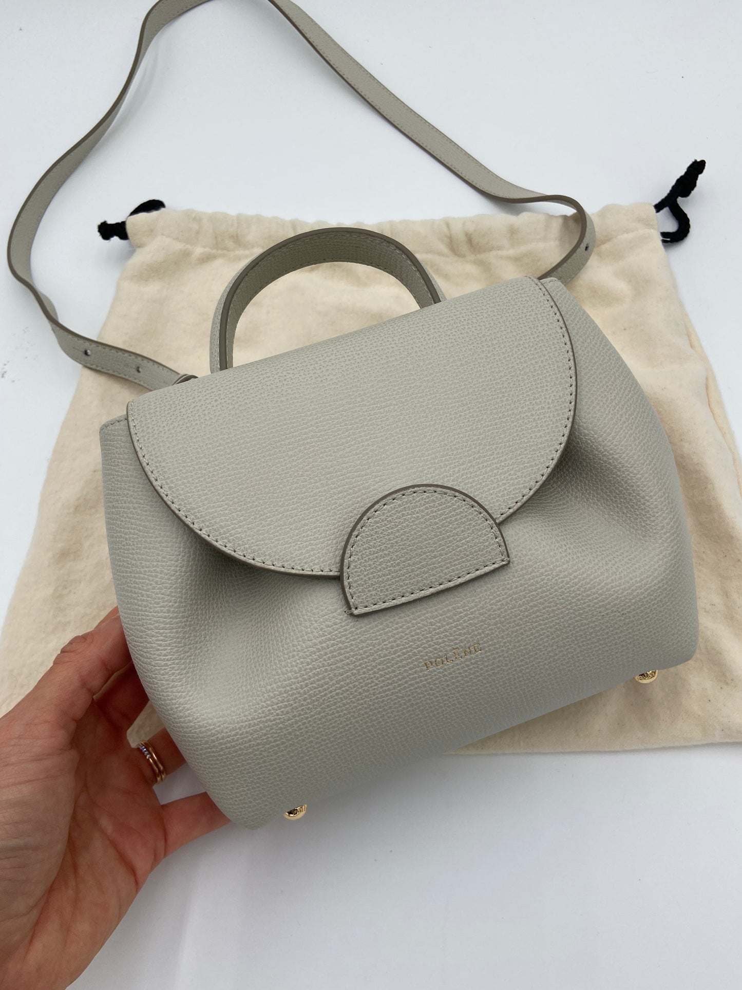 Polene Numéro Un Nano Textured Chalk Crossbody Bag