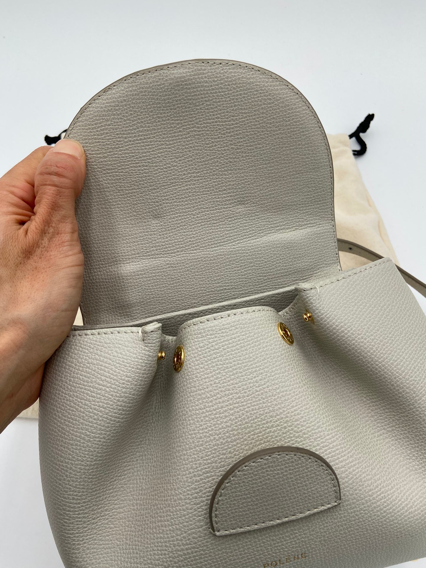 Polene Numéro Un Nano Textured Chalk Crossbody Bag