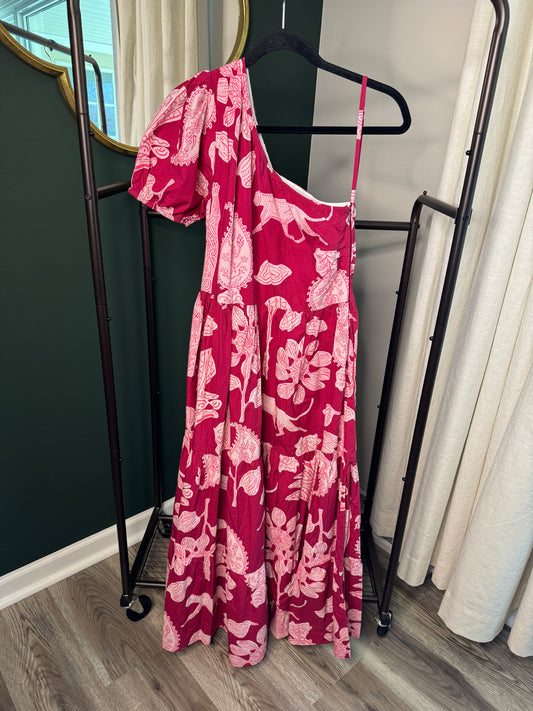 Oliphant One Shoulder Maxi Dress In Lamu Magenta size M